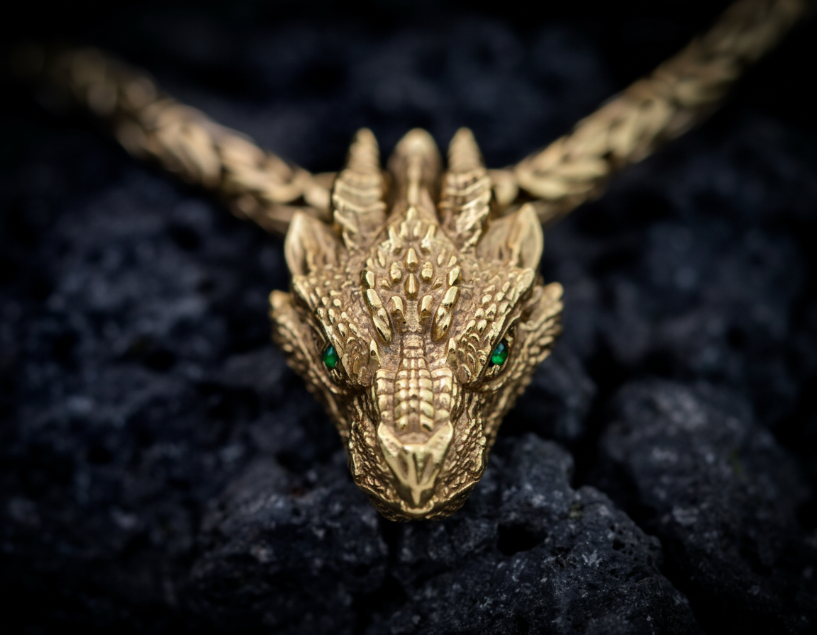 Solid Gold Dragon Pendant