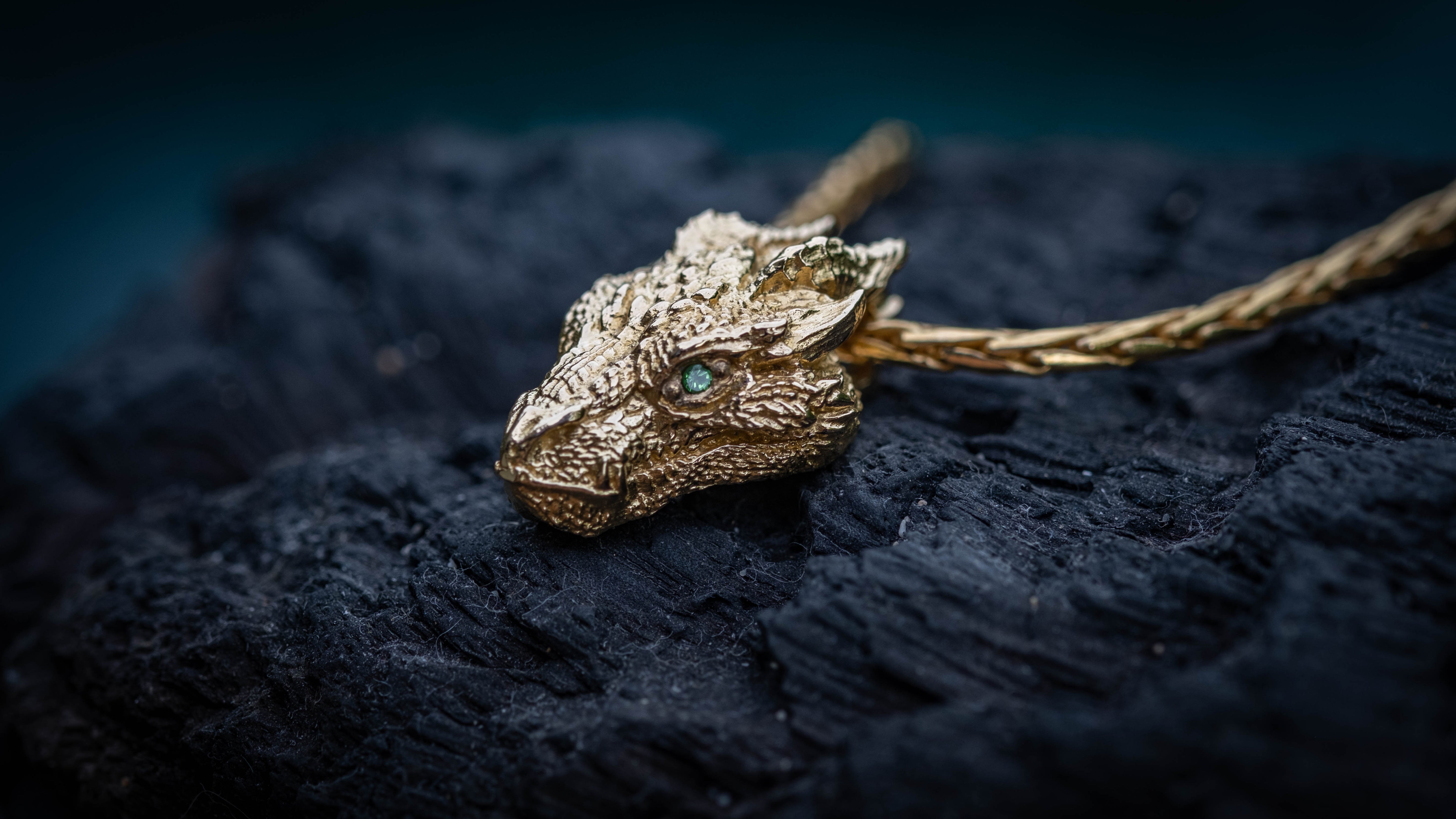 Solid Gold Dragon Pendant