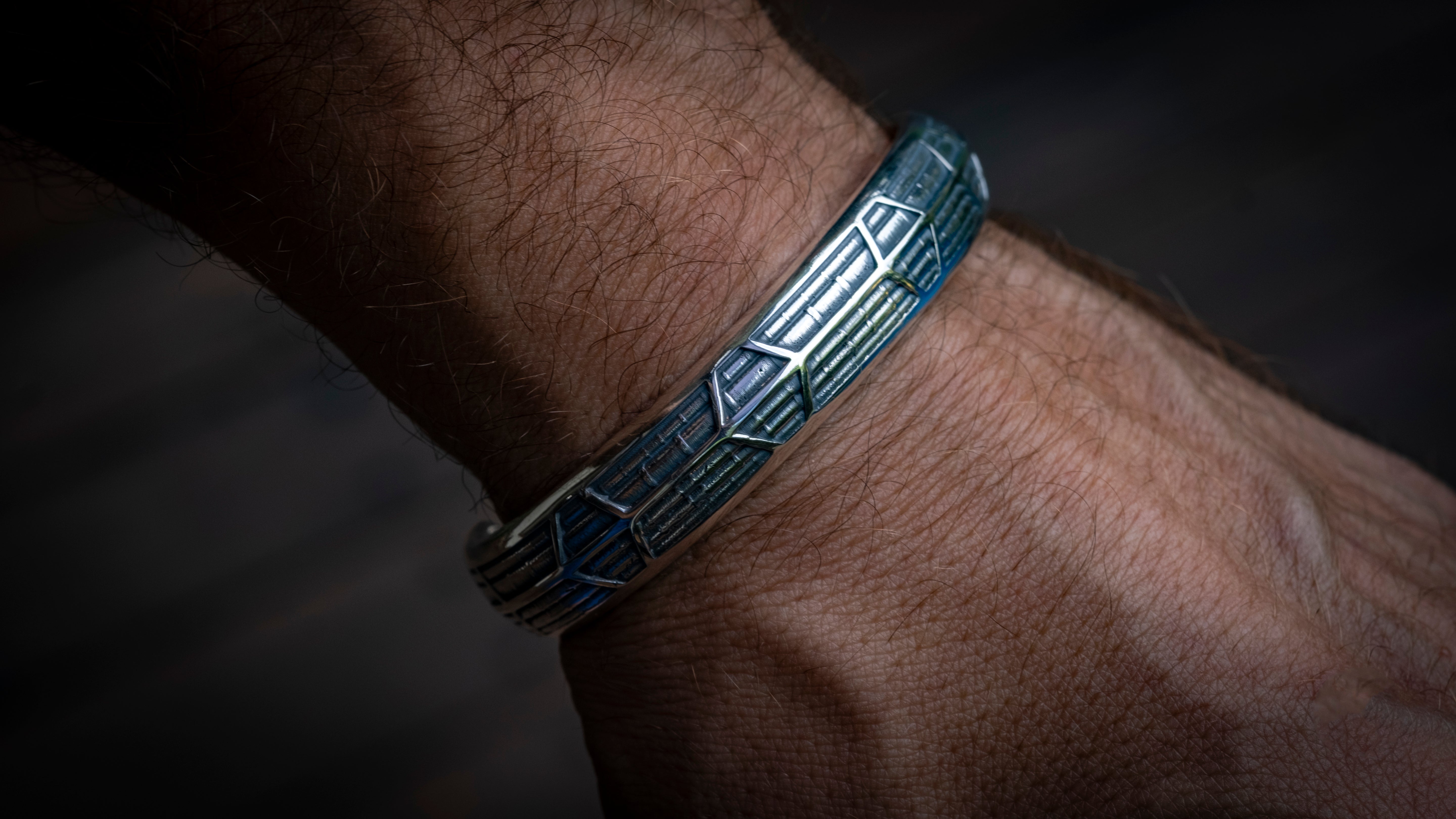 Solid Silver Geometric Bracelet 'Tubes'