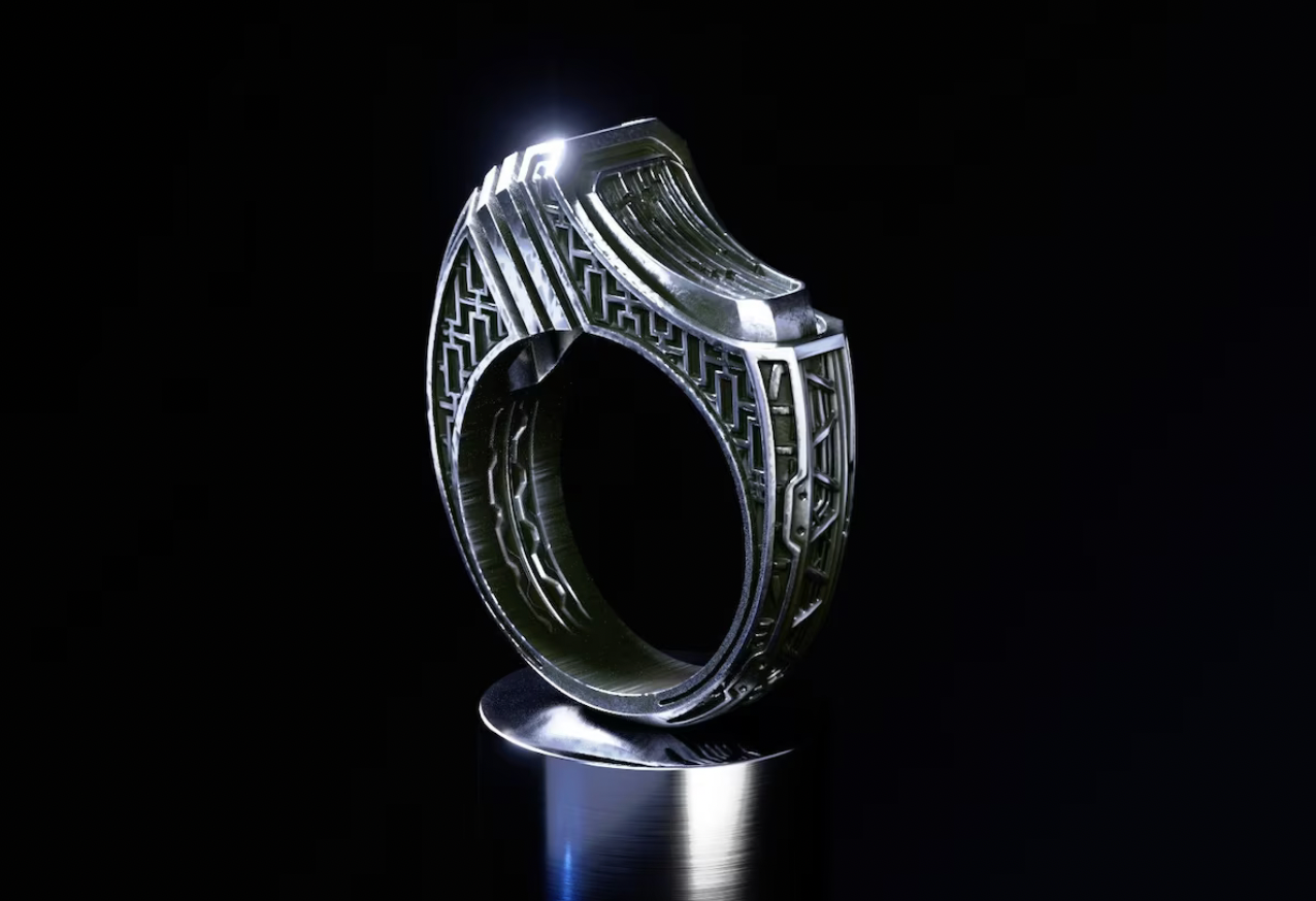 Geometric silver ring 'Titan'