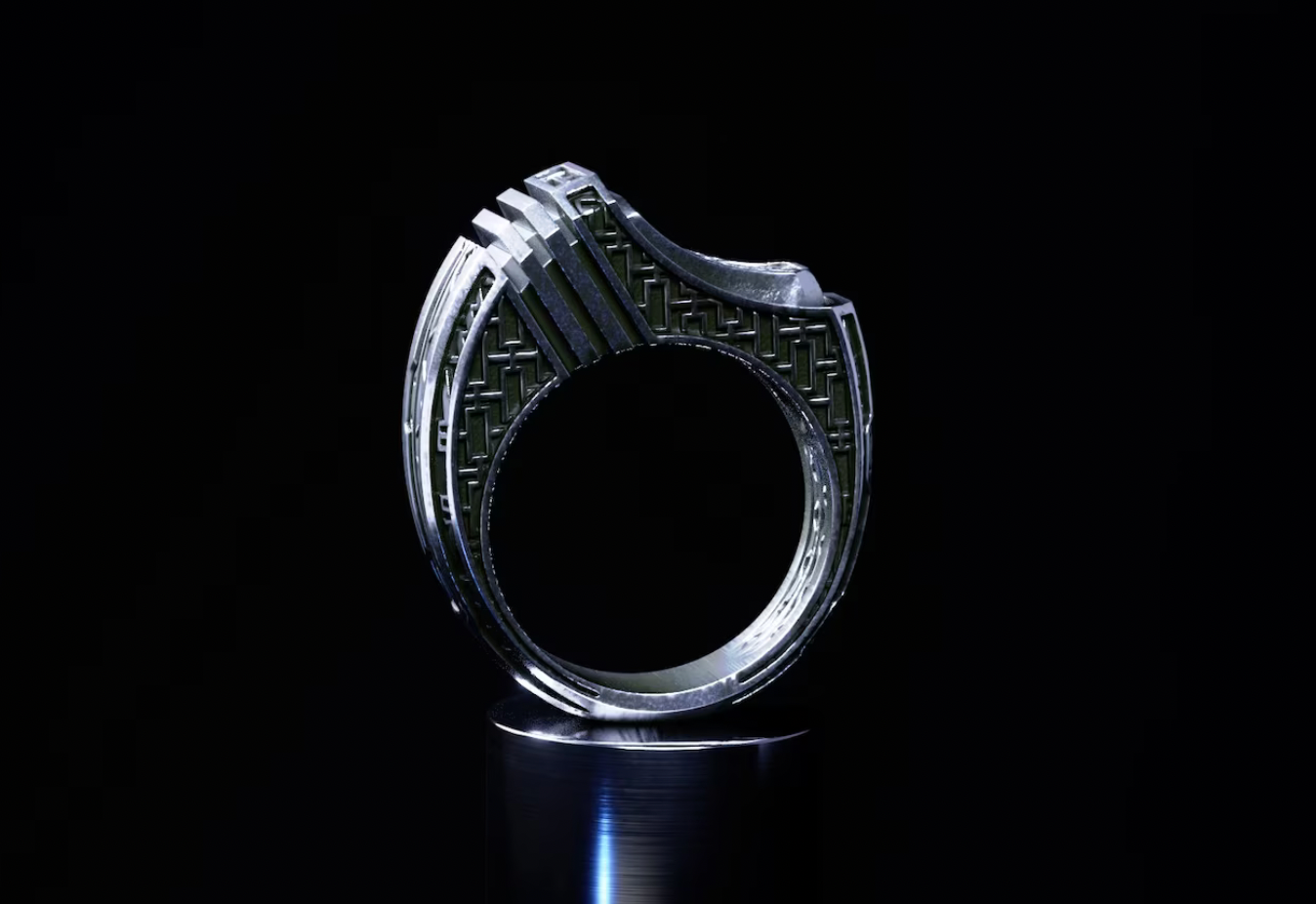 Geometric silver ring 'Titan'