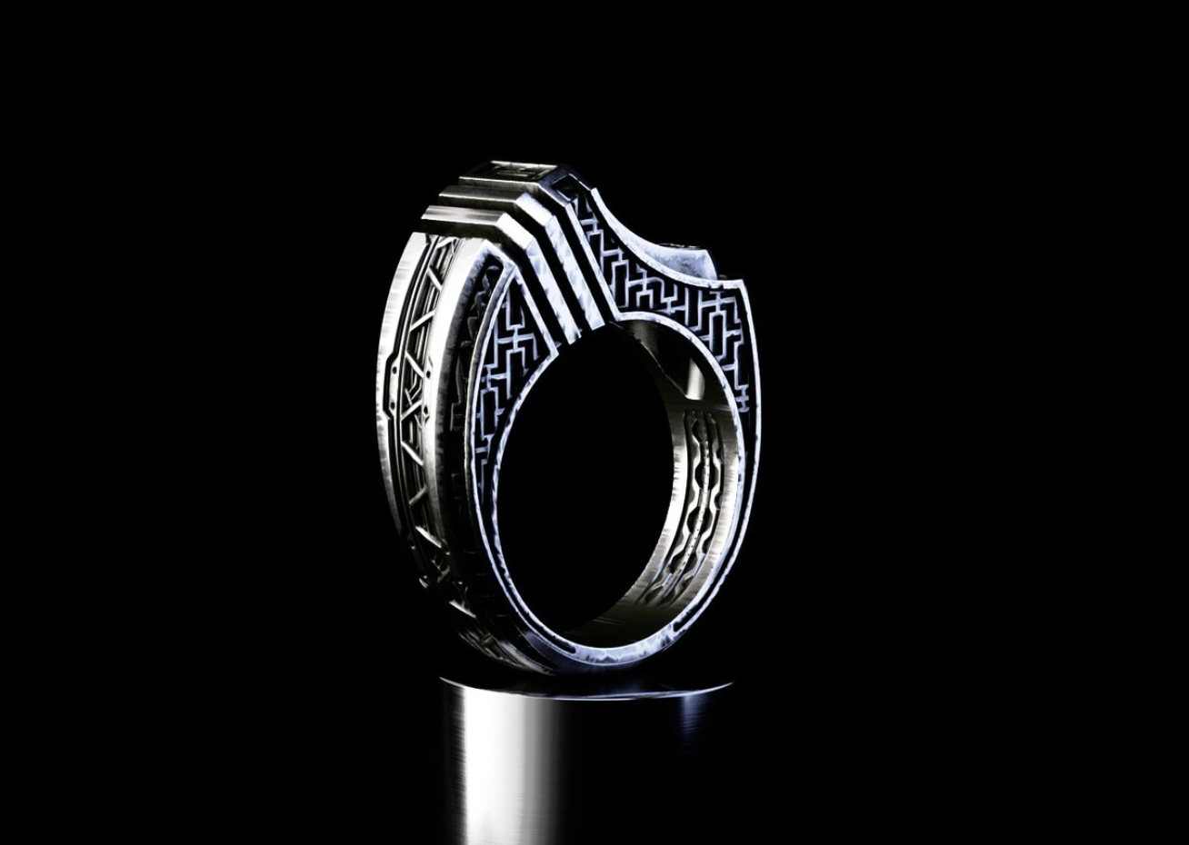 Geometric silver ring 'Titan'