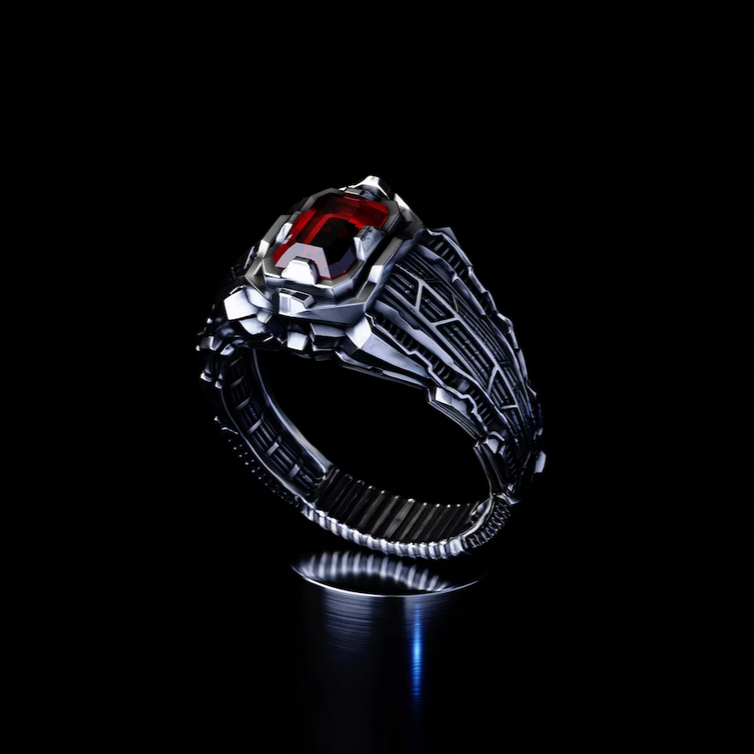 Futuristic silver ring 'Collider'