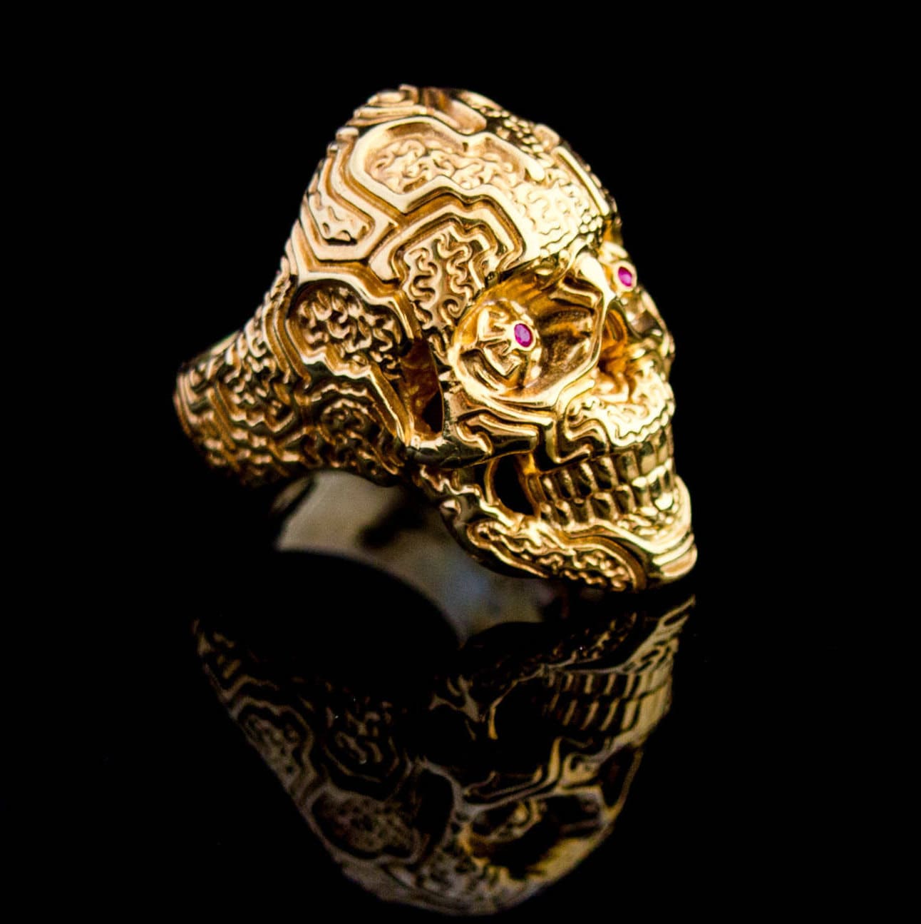 Solid Gold Skull Ring 'Shaman'