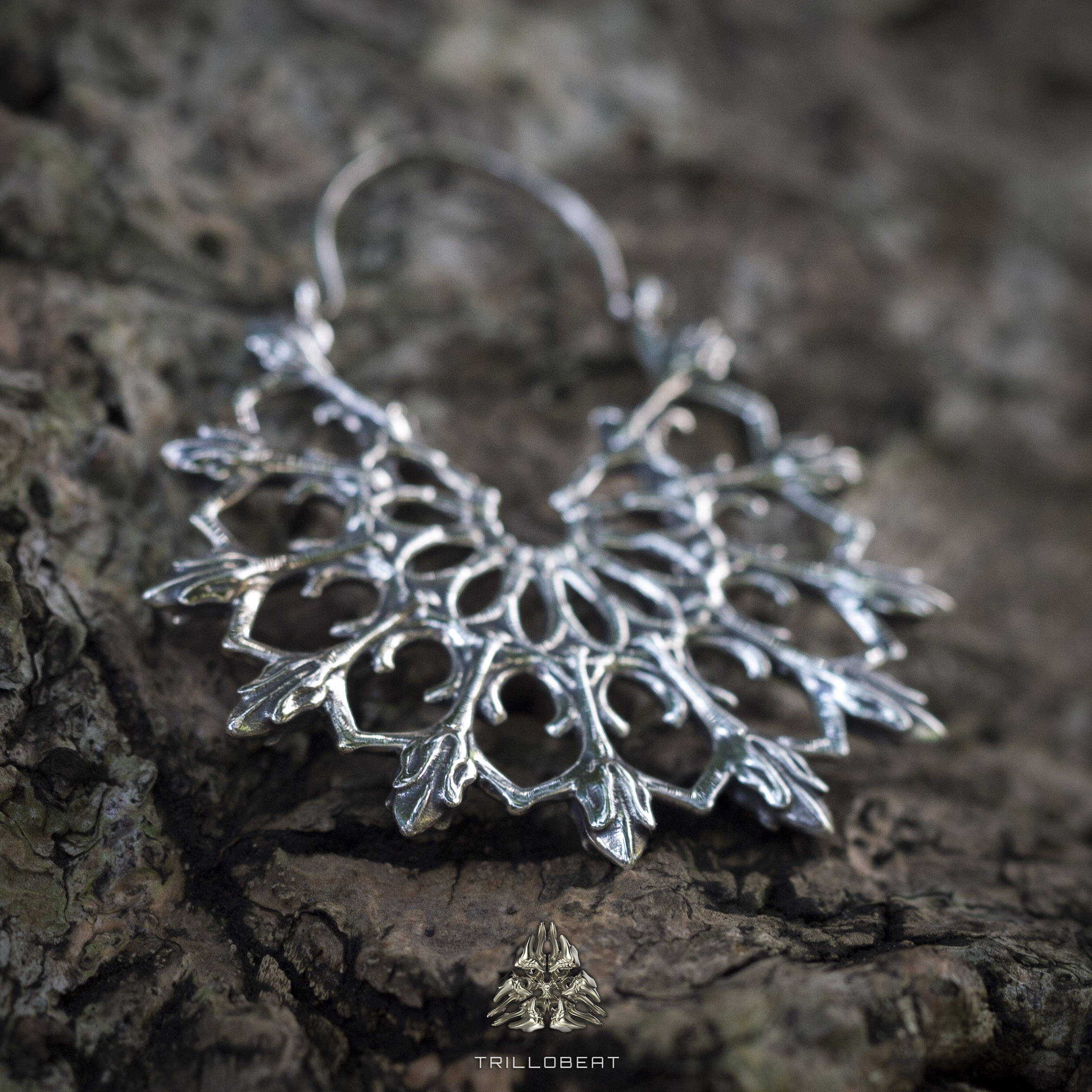 Bohemian Hoop Earrings | Lotus Mandala Earrings | Large Hoop Earrings | Silver Hoops | Tribal Earrings | Gothic Jewelry