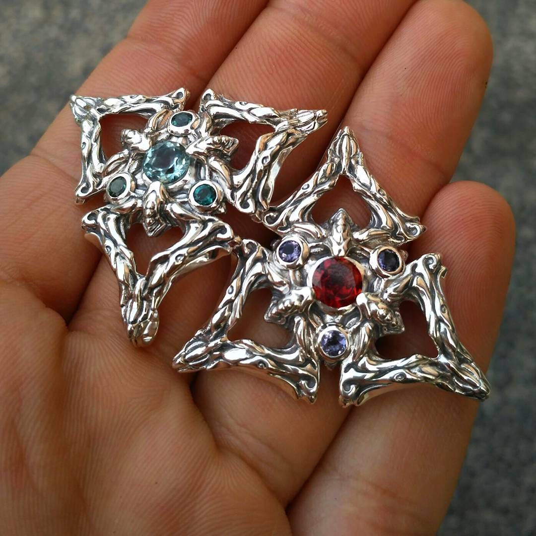 Mandala Pendant 'Triplex' | Sacred Geometry | Geometry Pendant | Multistone Jewelry | Amethyst Pendant | Space Jewelry