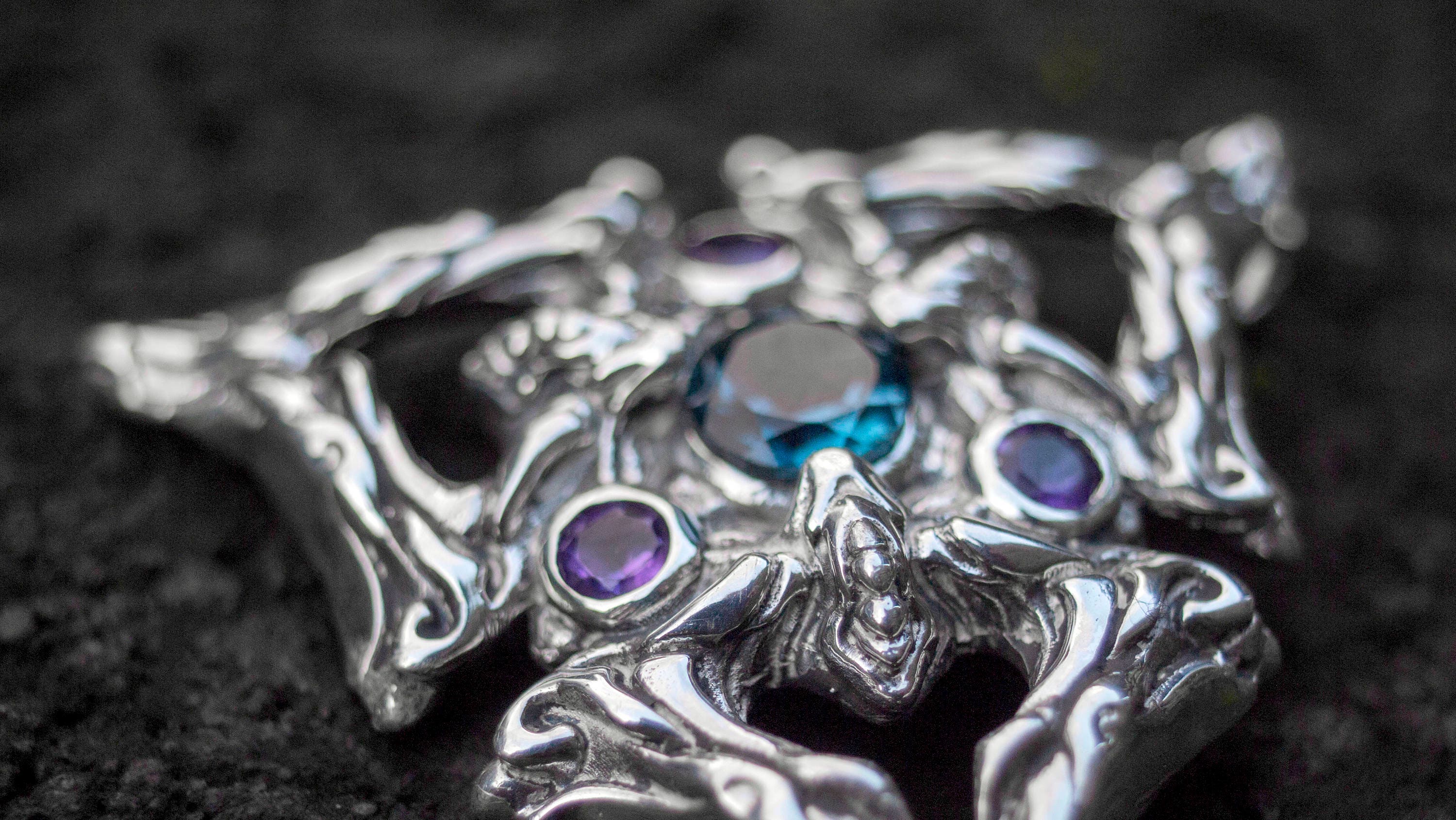 Mandala Pendant 'Triplex' | Sacred Geometry | Geometry Pendant | Multistone Jewelry | Amethyst Pendant | Space Jewelry