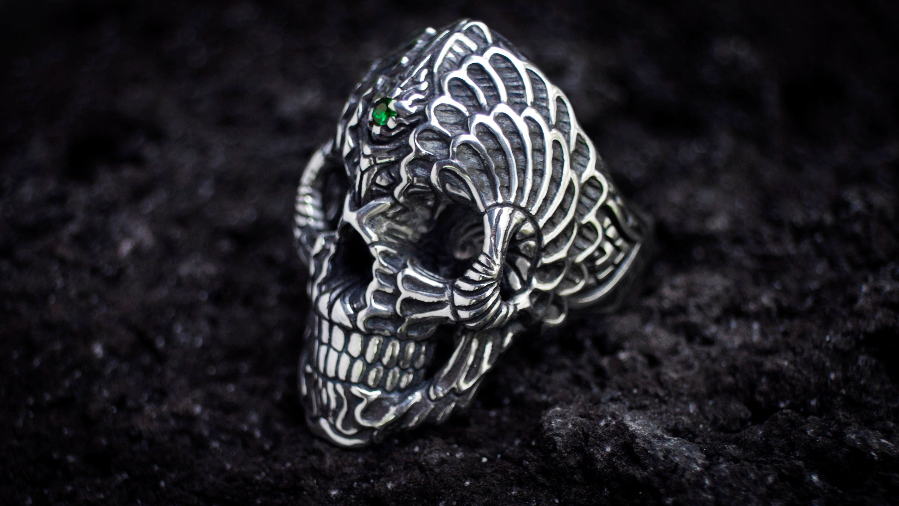 Silver Skull Ring 'Spiral' | Skull Ring Men | Mens Skull Ring. Unique Skull Ring | Skull Ring Silver | Carved Skull Ring