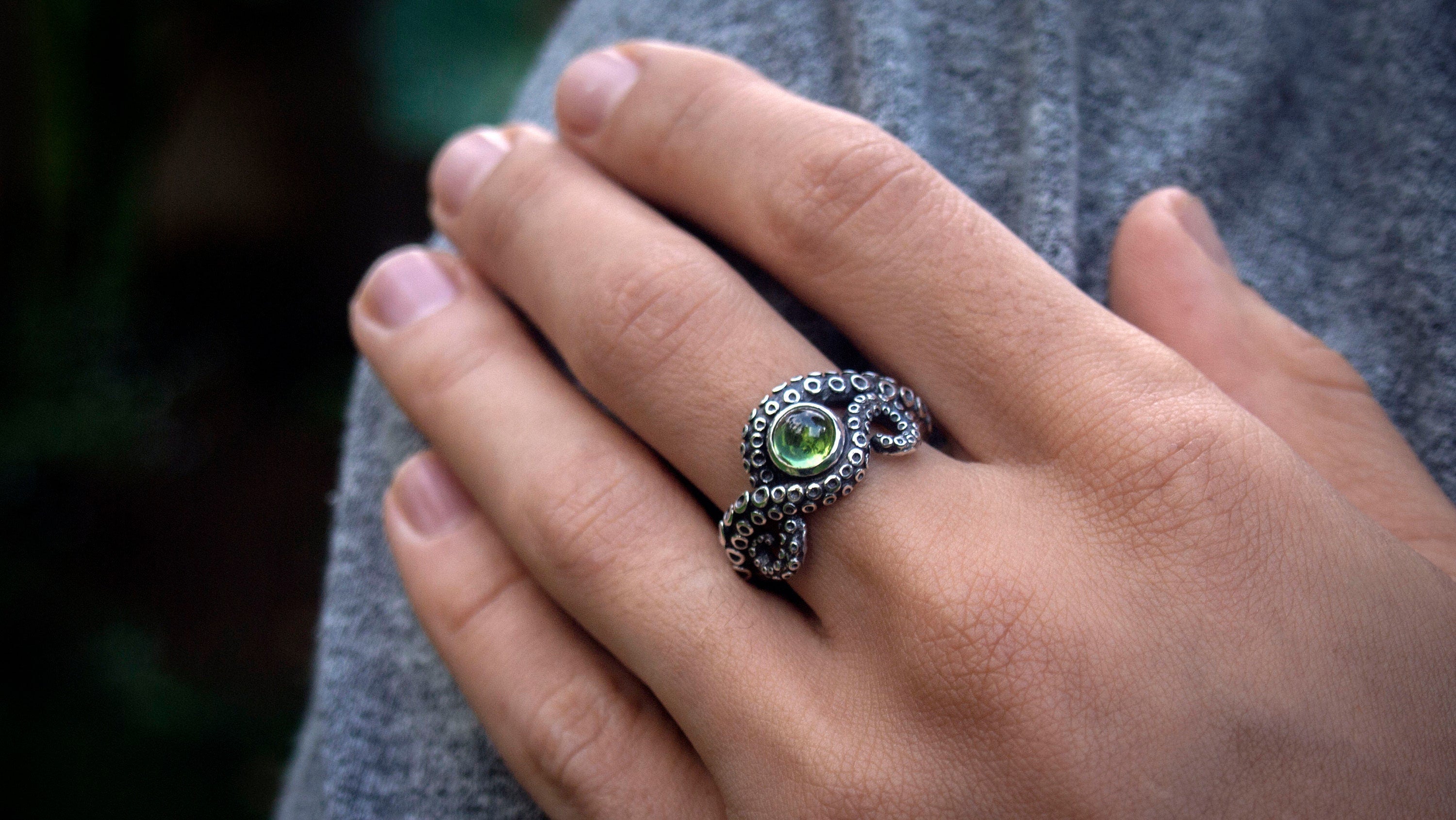 Rainbow Moonstone Octopus Ring