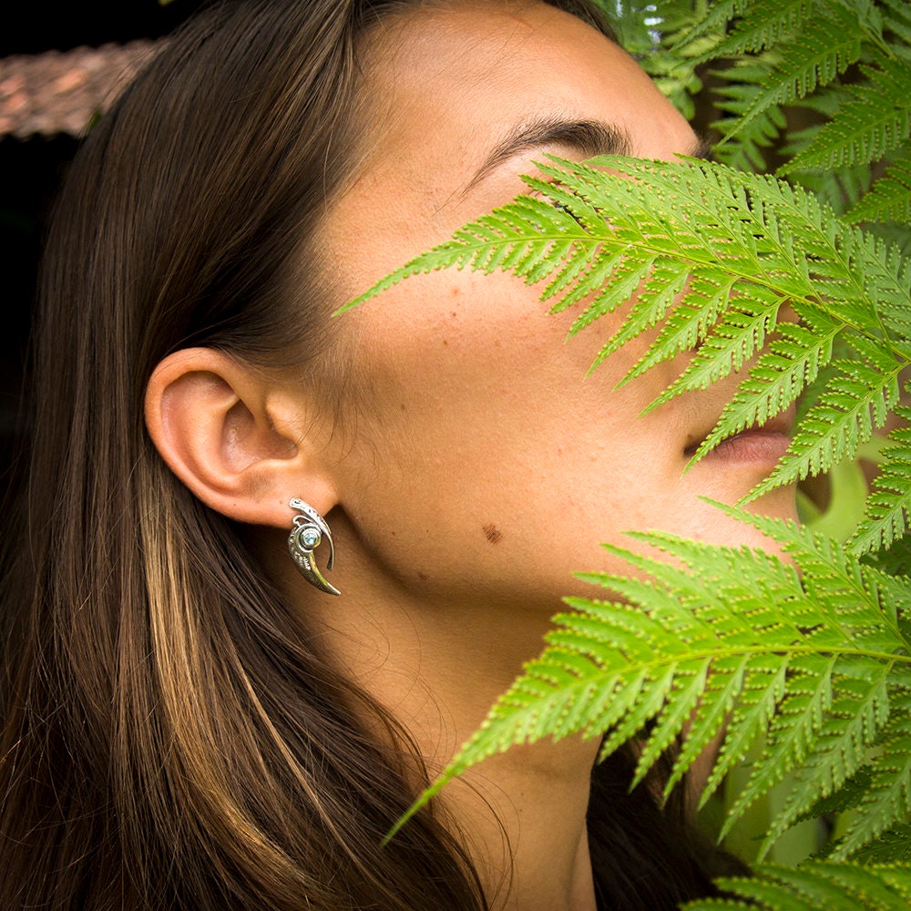 Australian Opal Silver Wing Earrings | Opal Feather Earrings | Bird Wing Earrings