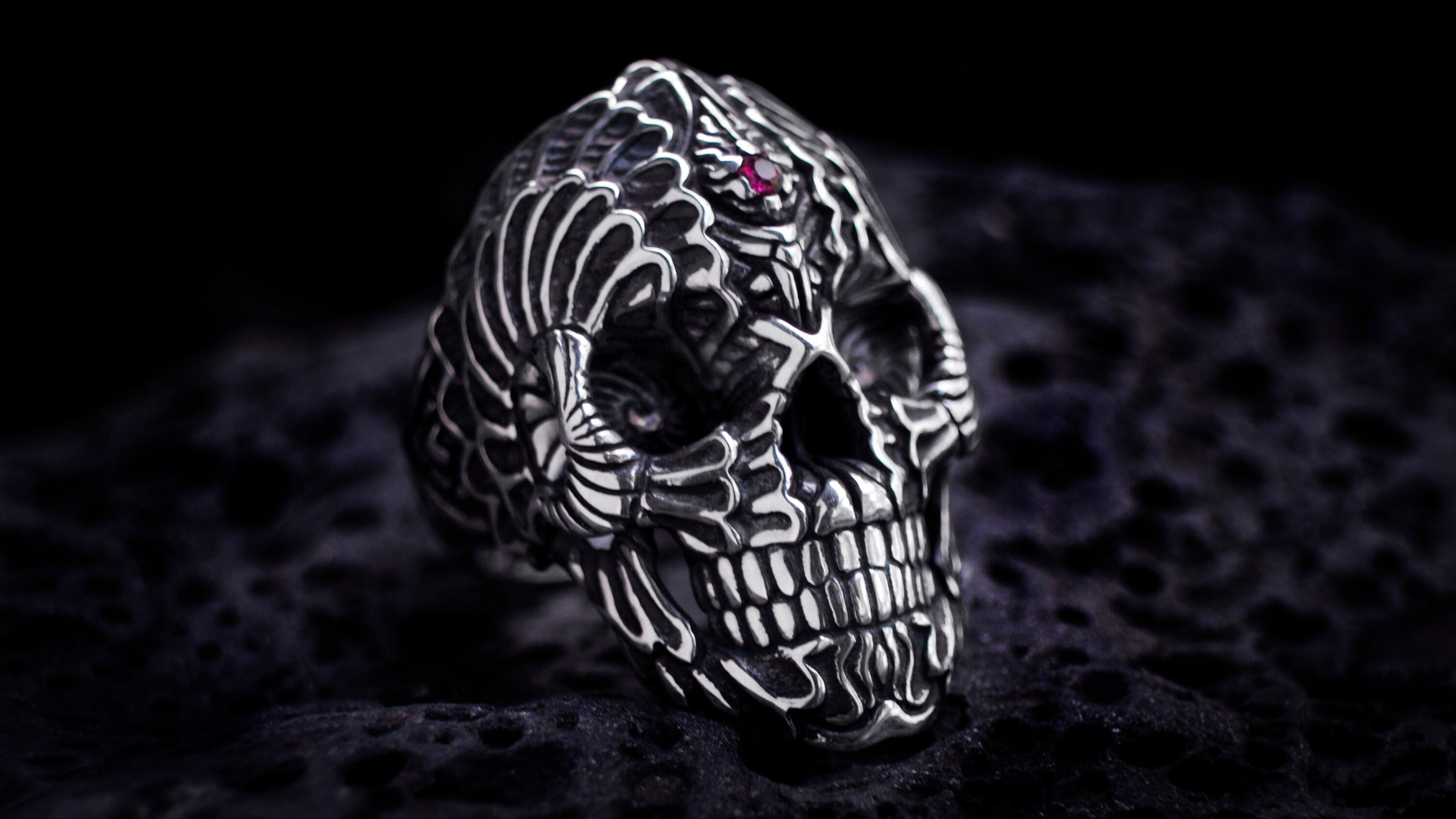Silver Skull Ring 'Spiral' | Skull Ring Men | Mens Skull Ring. Unique Skull Ring | Skull Ring Silver | Carved Skull Ring