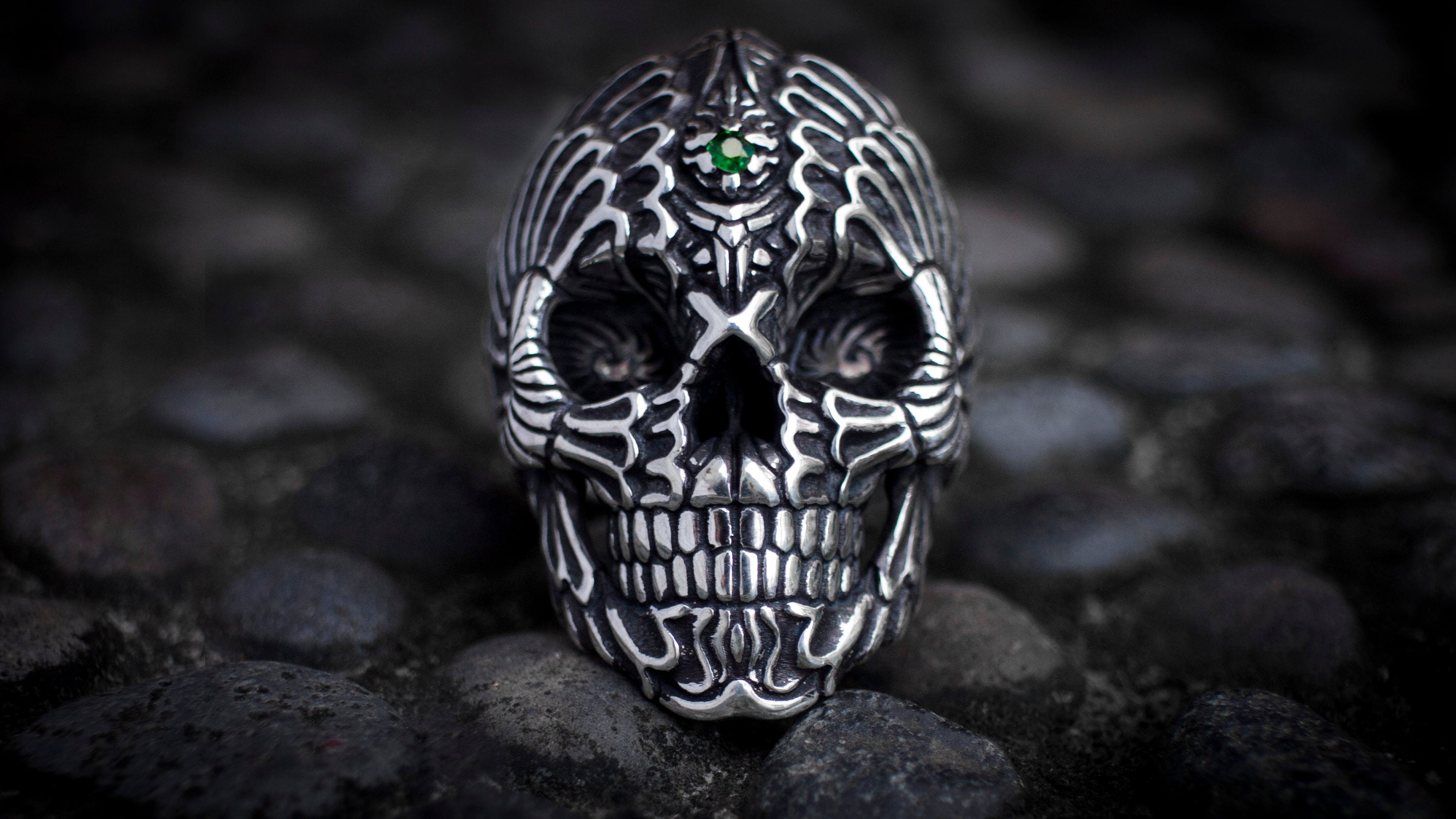 Silver Skull Ring 'Spiral' | Skull Ring Men | Mens Skull Ring. Unique Skull Ring | Skull Ring Silver | Carved Skull Ring