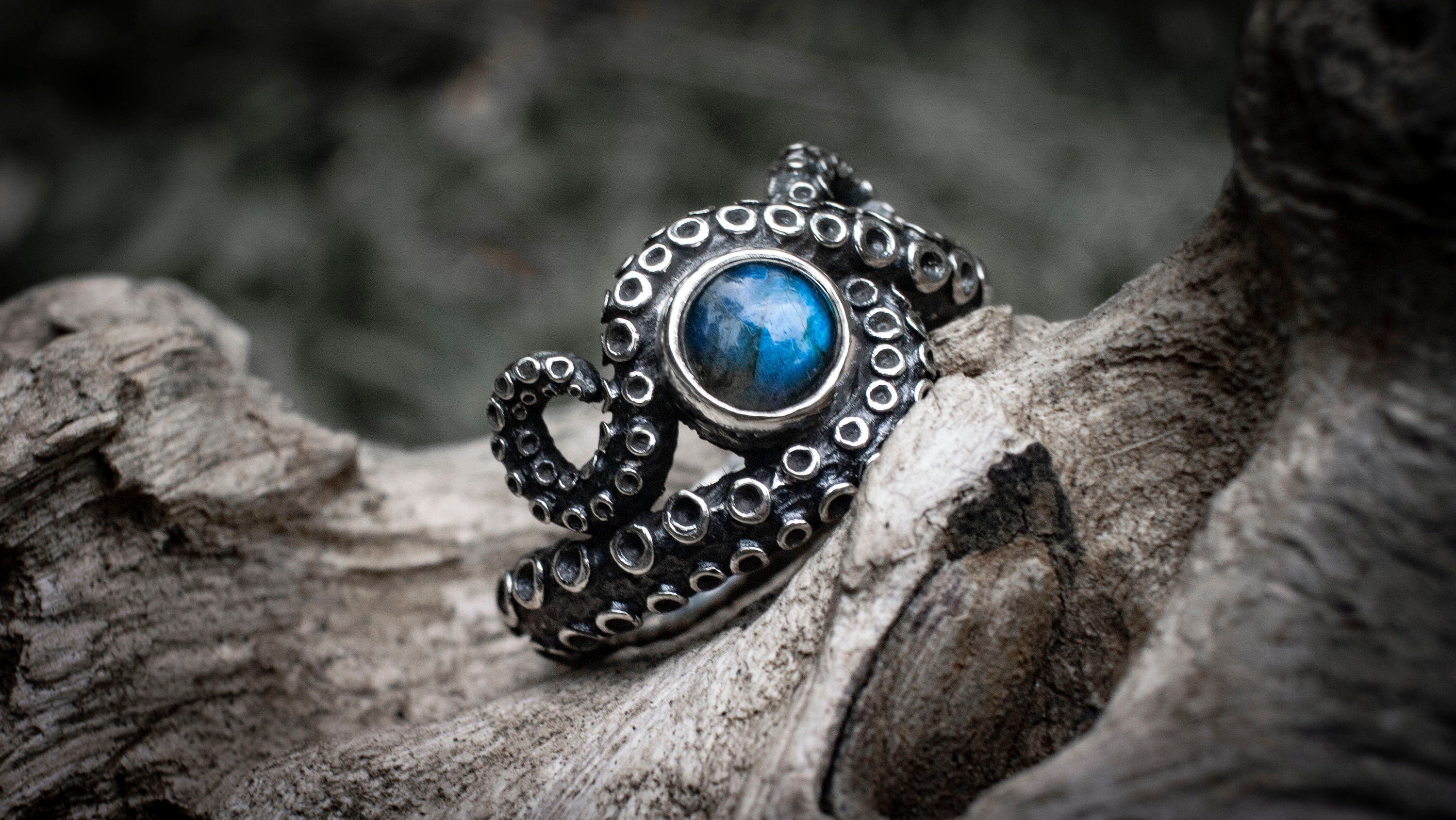 Rainbow Moonstone Octopus Ring