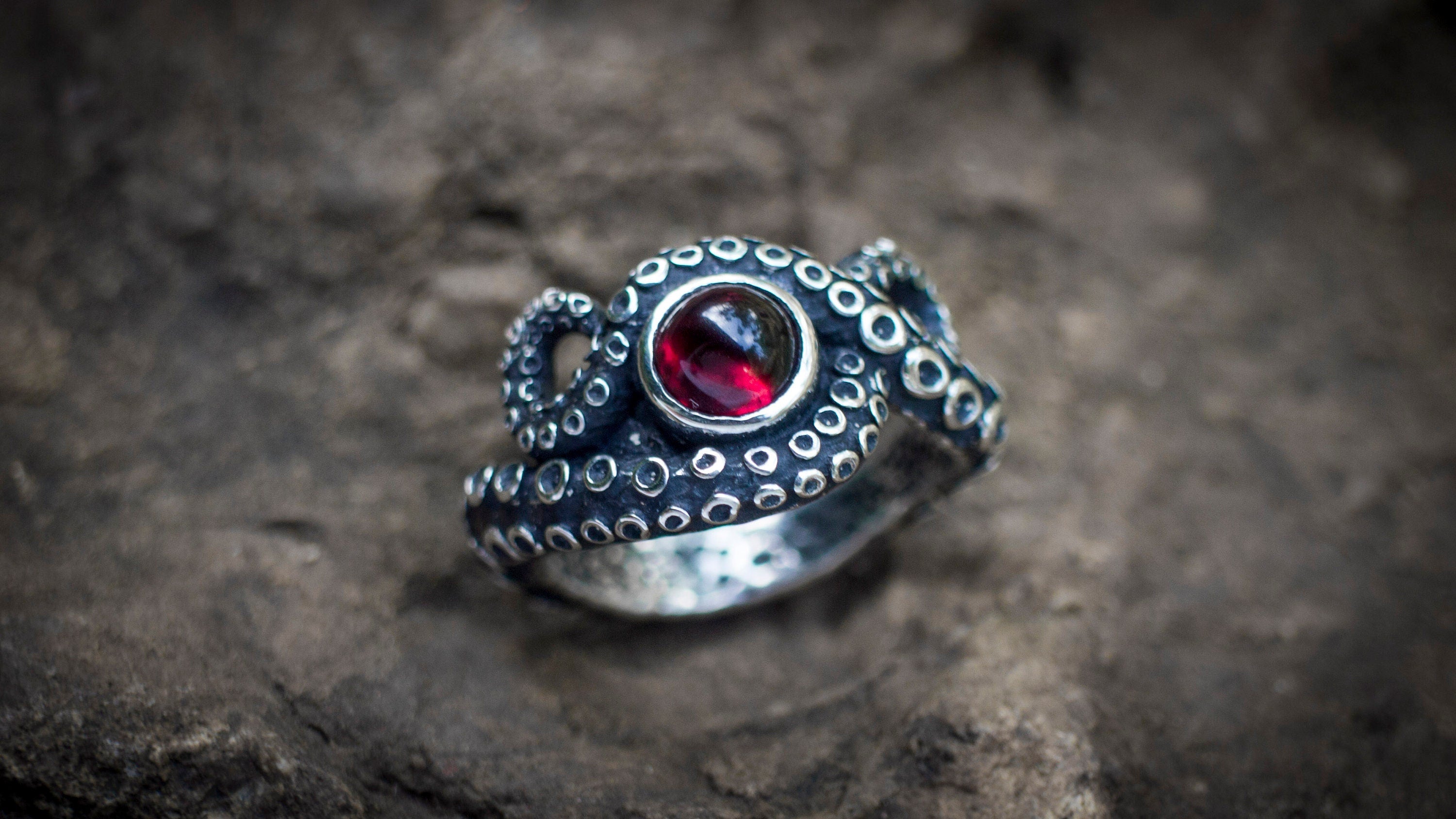 Rainbow Moonstone Octopus Ring