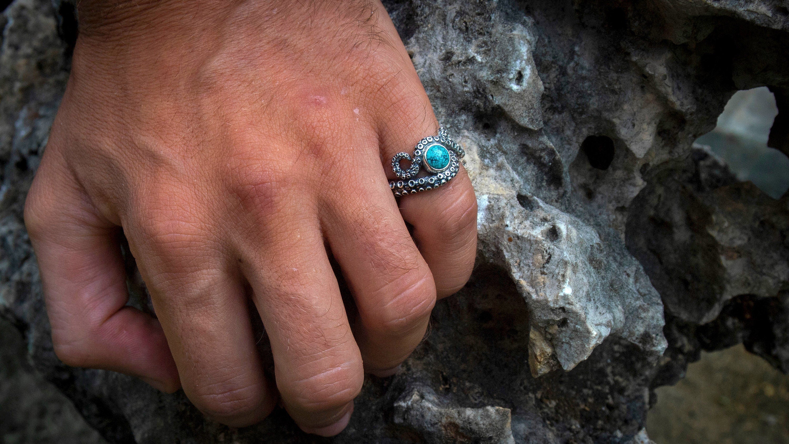 Rainbow Moonstone Octopus Ring