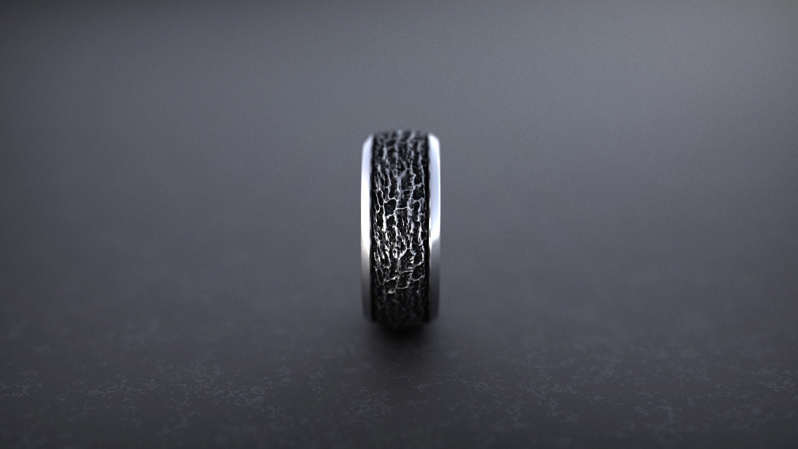 Tree Bark Silver Ring - Nature-Inspired Rustic Wedding Band in Sterling Silver