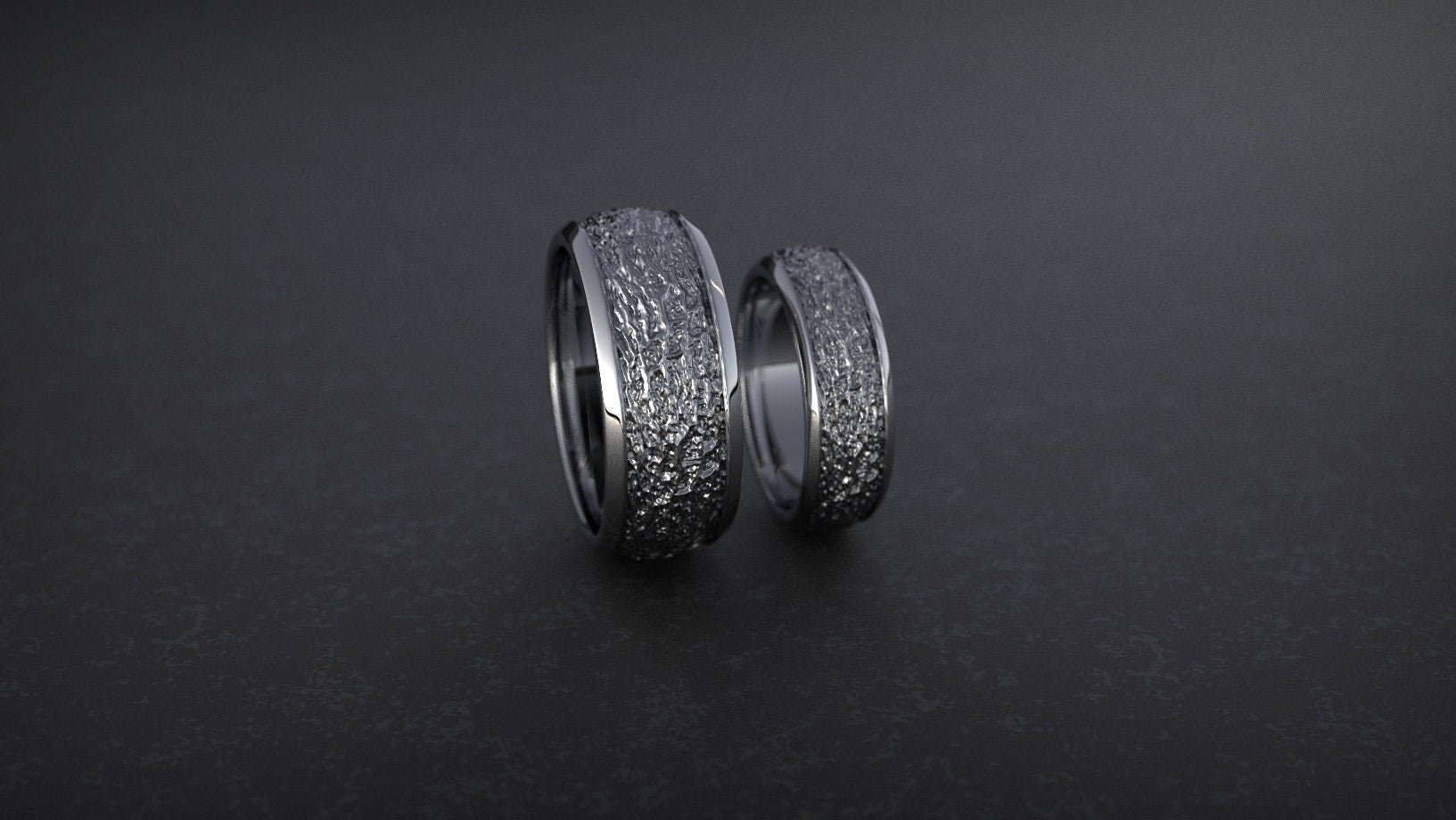 Textured gold band shown from side angle