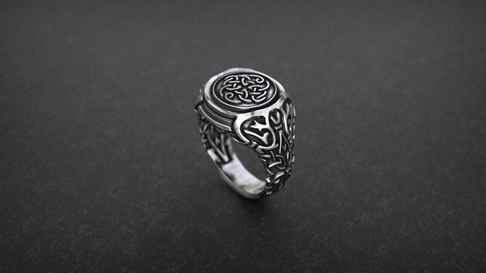 Celtic Knot Signet Ring | Silver Viking Ring | Medieval Ring | Pagan ring | Silver Viking Ring | Signet Ring Men