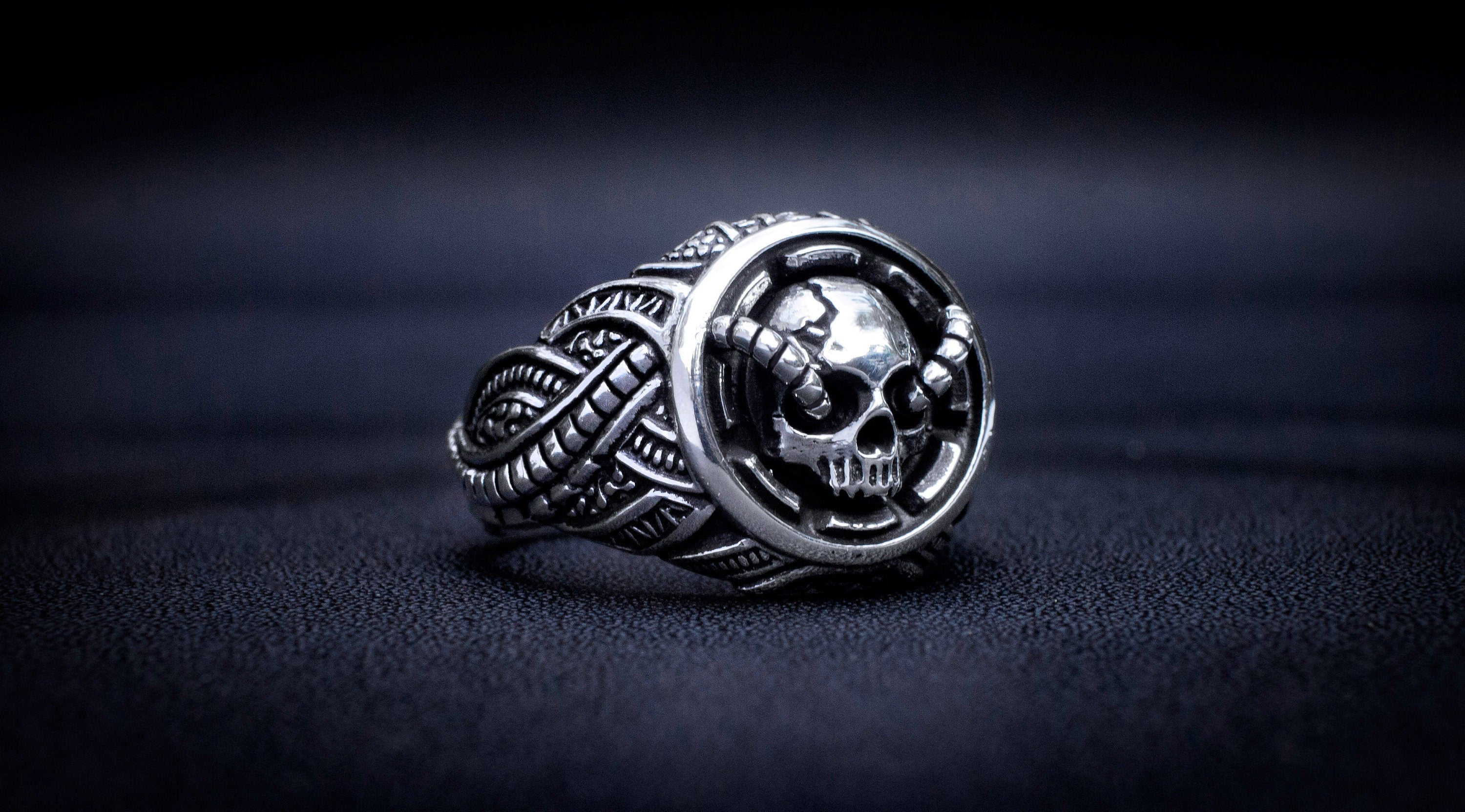 BioMech Skull Ring | Half Jaw Skull Ring | Unique Skull Ring | Skull Ring Silver