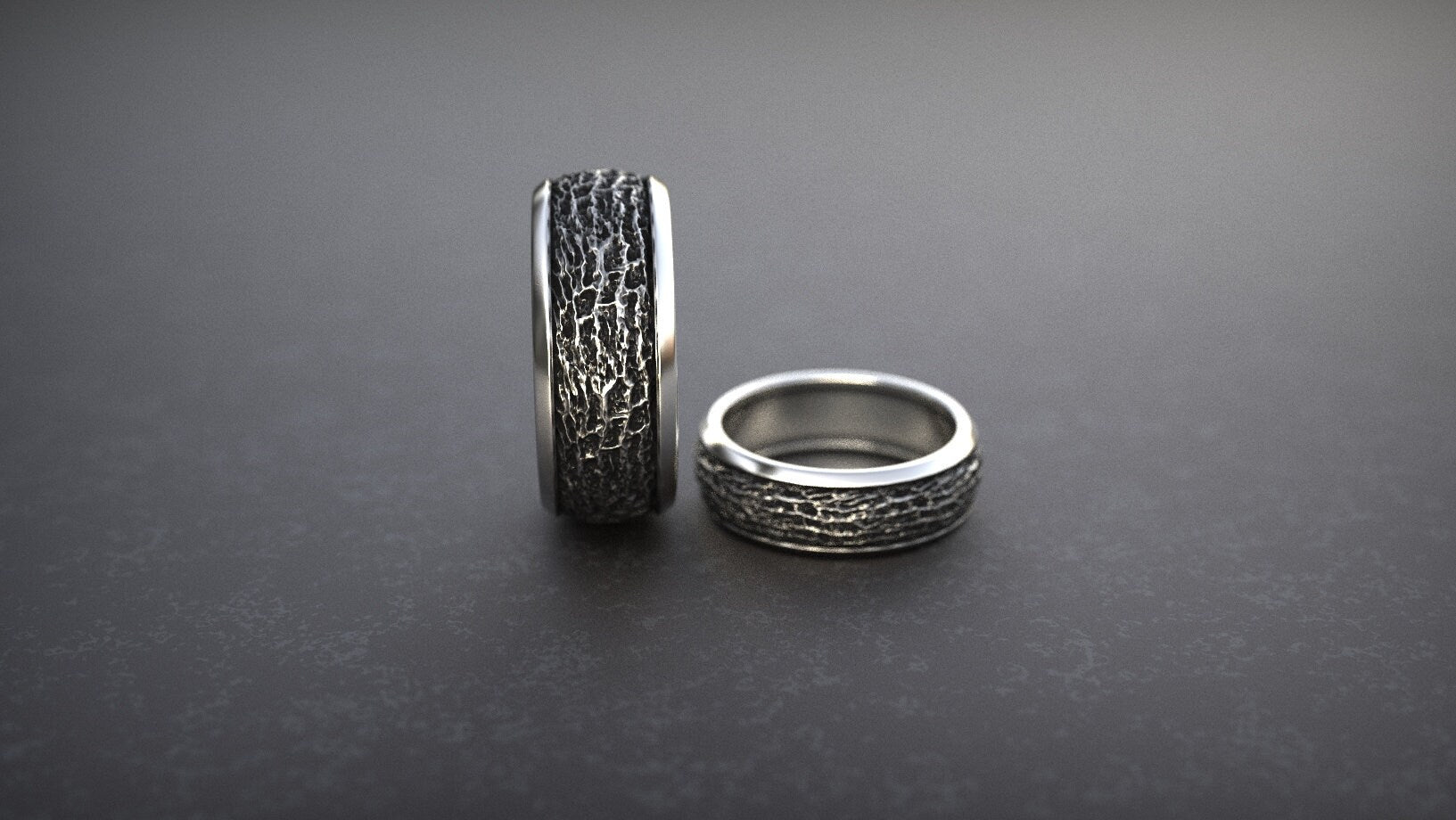 Gold textured ring photographed from front angle