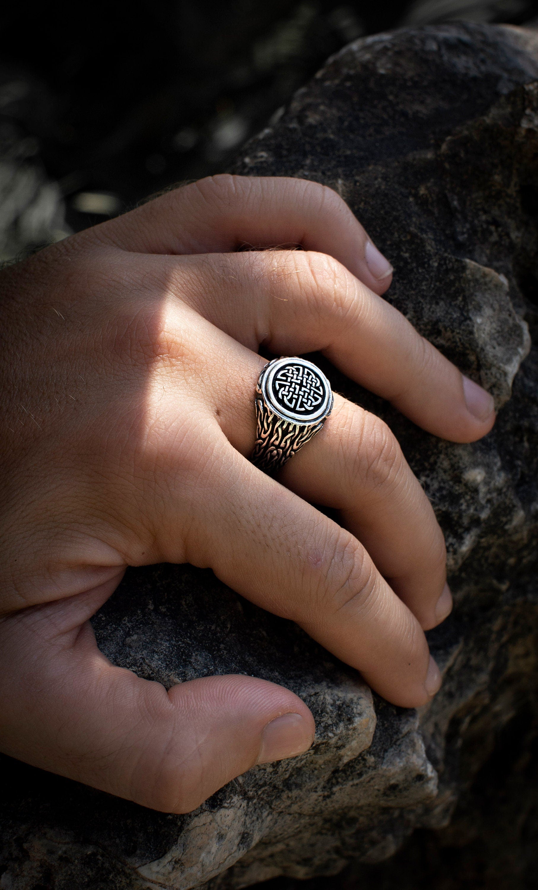 Sterling Silver Viking Ring | Norse Mythology Jewelry | Celtic Knot Band | Medieval Pagan Ring | Nordic Warrior Ring | Handmade Norse Ring