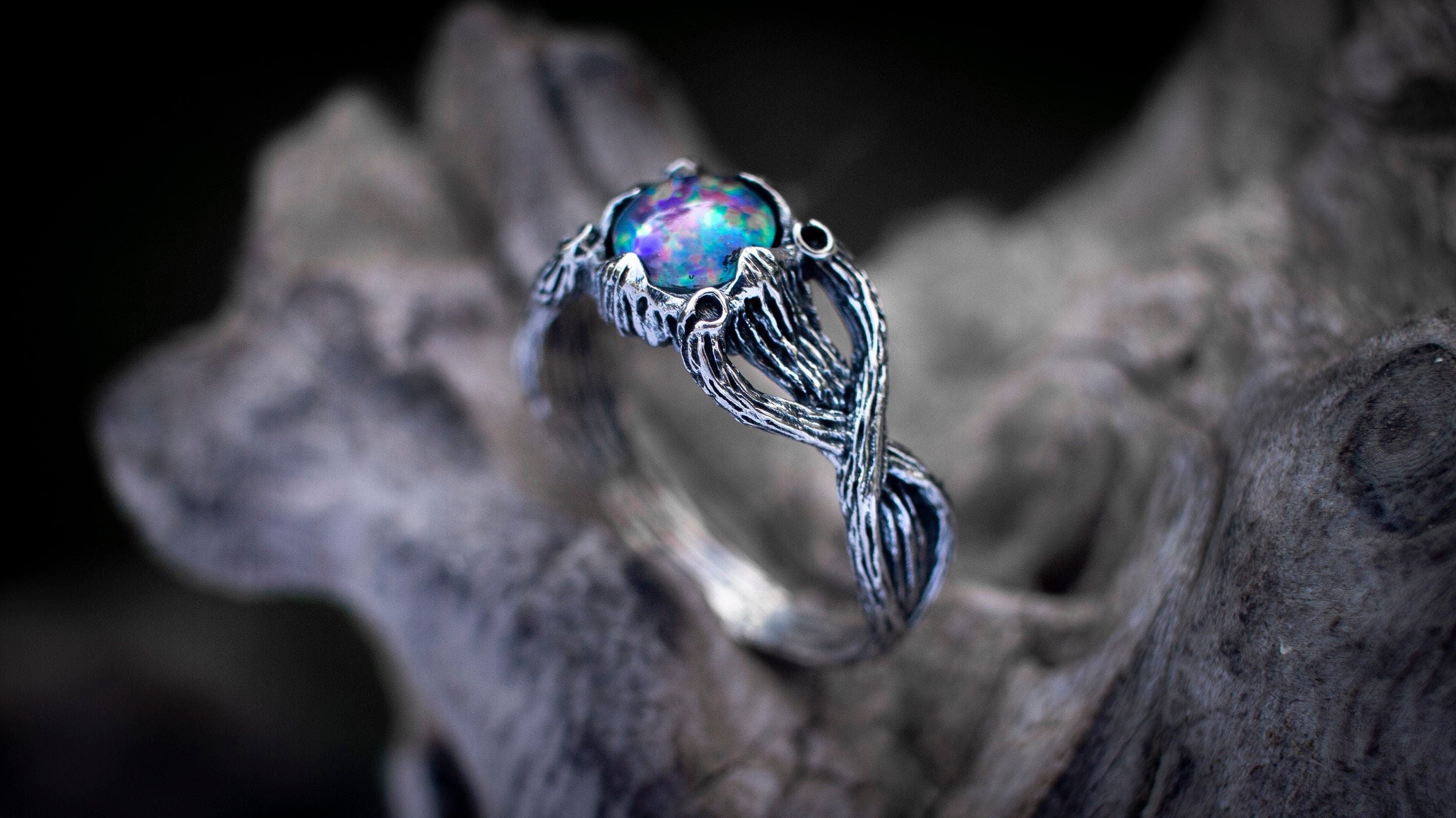 Branch Ring | Twig Engagement Ring | Opal Engagement Ring | Nature Inspired Ring