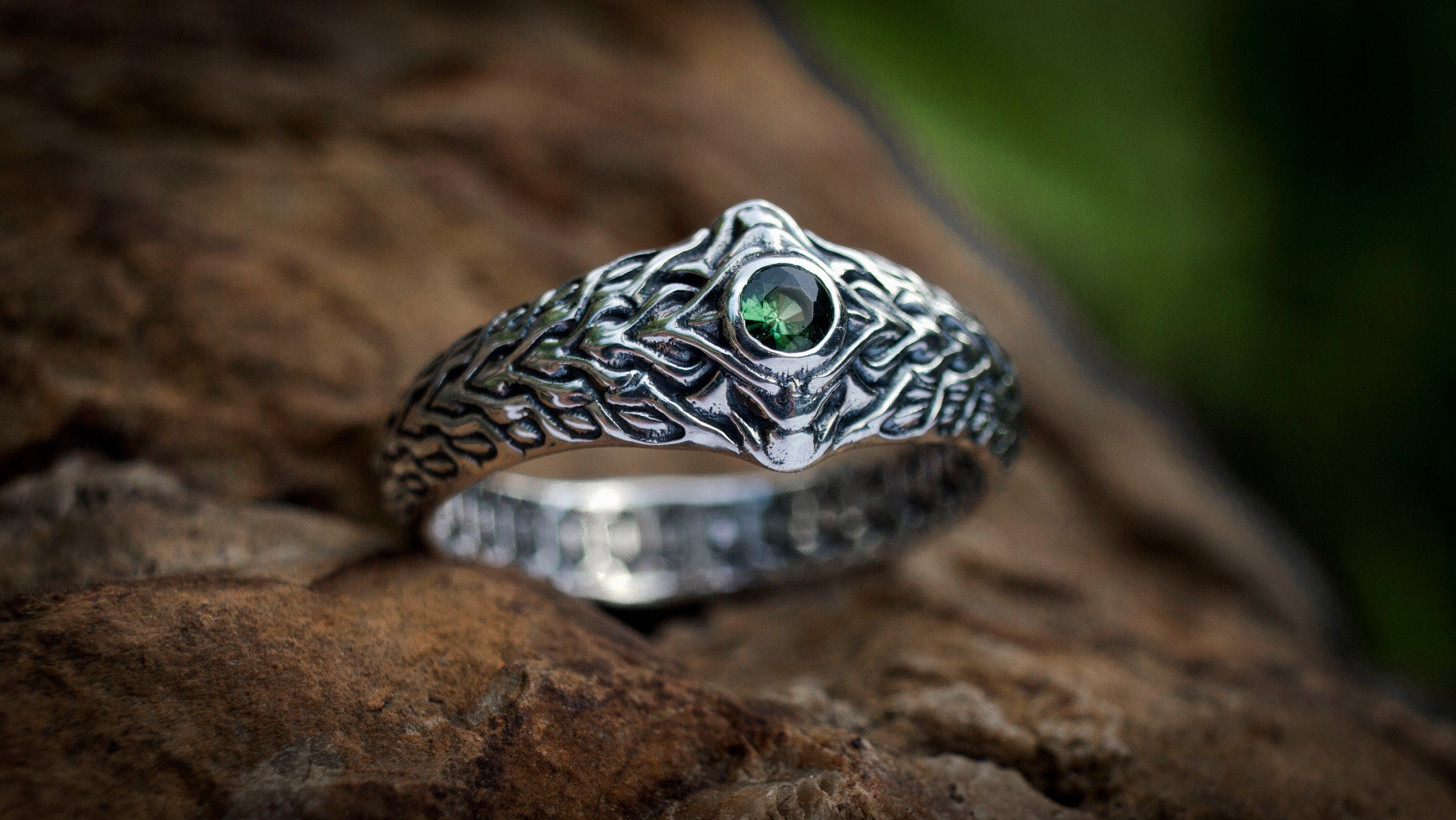 Art Nouveau Vertebrae engagement ring in sterling silver