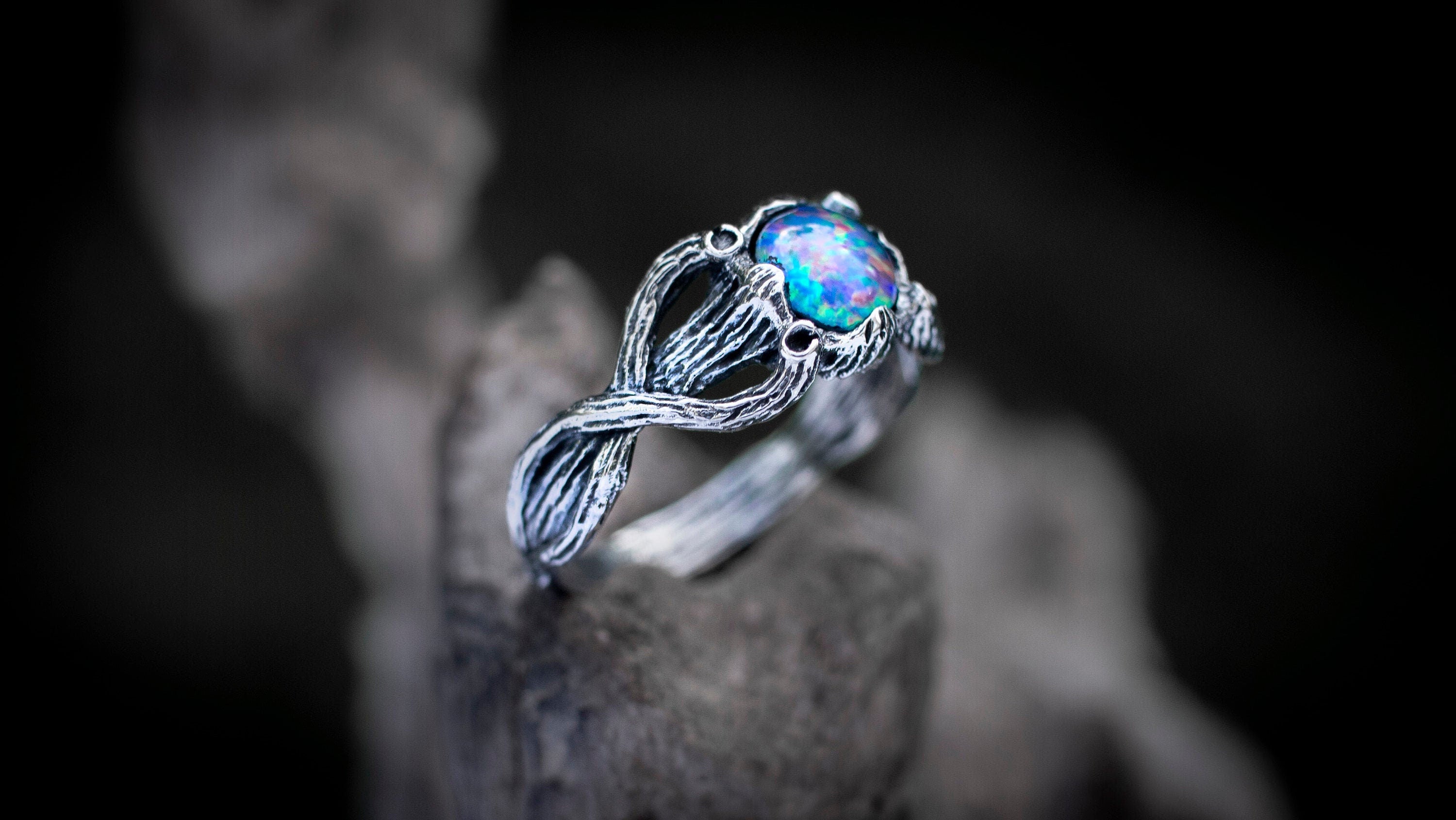 Branch Ring | Twig Engagement Ring | Opal Engagement Ring | Nature Inspired Ring
