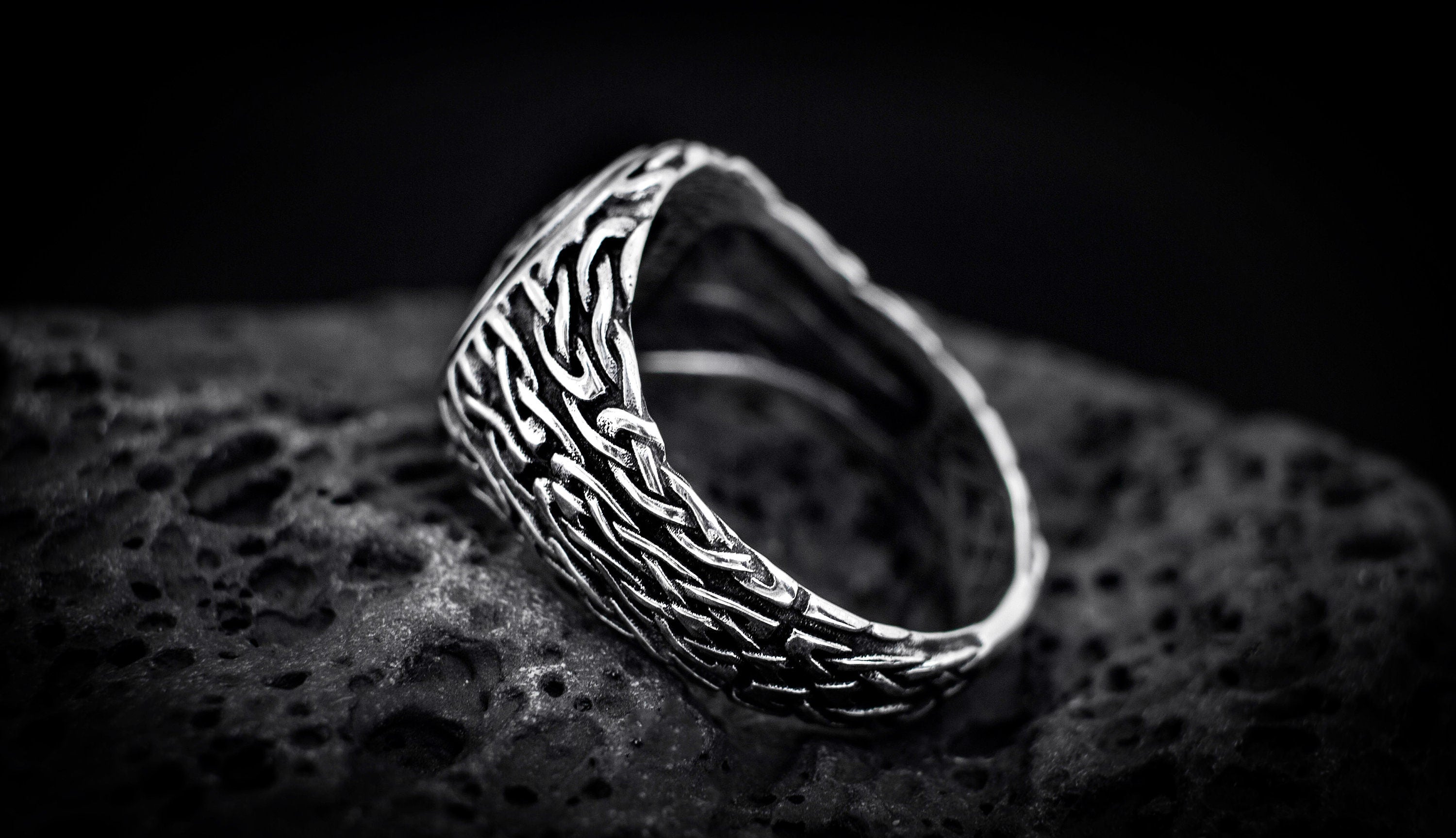 Sterling Silver Viking Ring | Norse Mythology Jewelry | Celtic Knot Band | Medieval Pagan Ring | Nordic Warrior Ring | Handmade Norse Ring