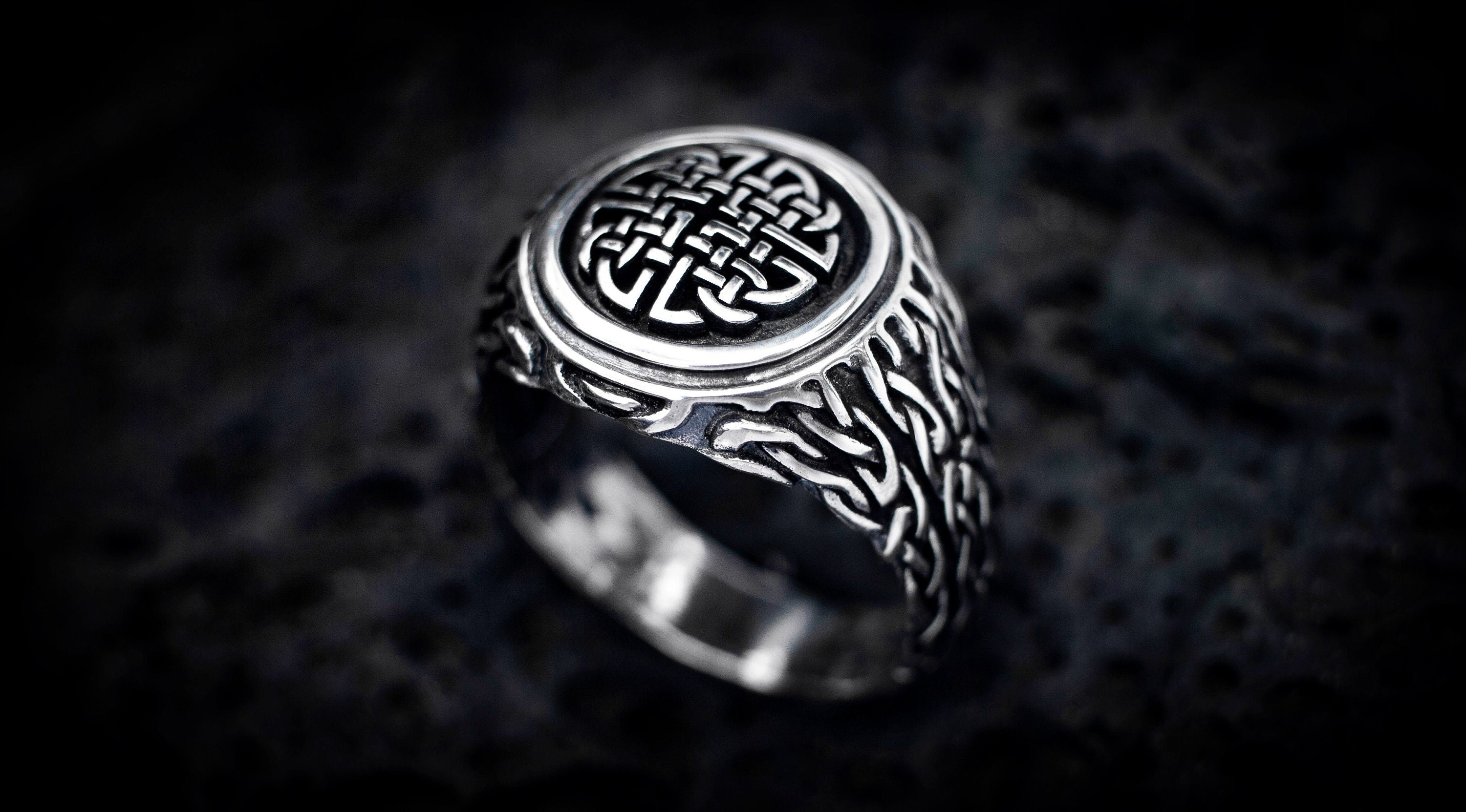 Sterling Silver Viking Ring | Norse Mythology Jewelry | Celtic Knot Band | Medieval Pagan Ring | Nordic Warrior Ring | Handmade Norse Ring