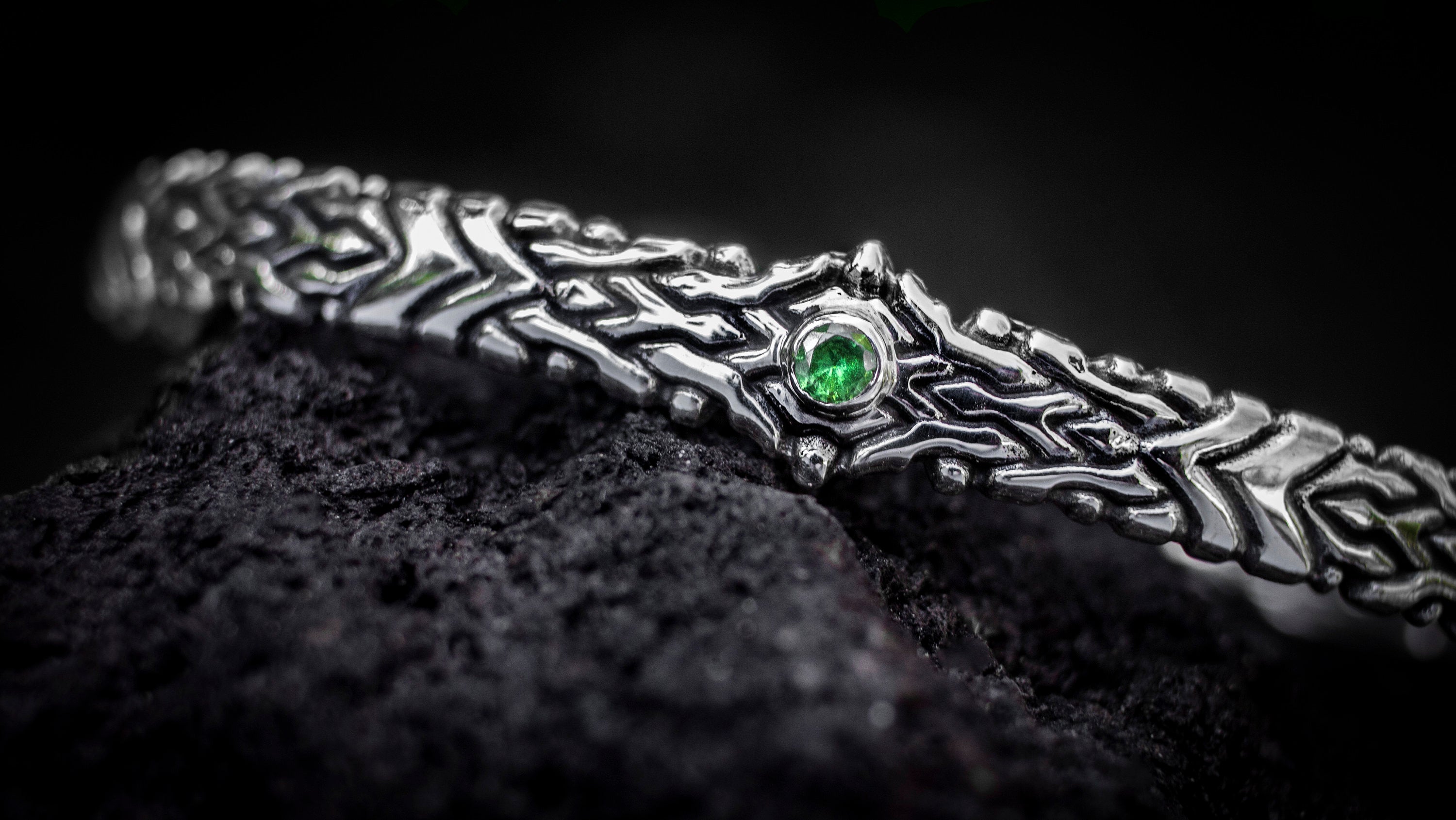 Silver Bangle Bracelet with Gemstone | Silver Cuff Bracelet | Mens Cuff Bracelet | Sterling Silver Cuff Bracelets For Women