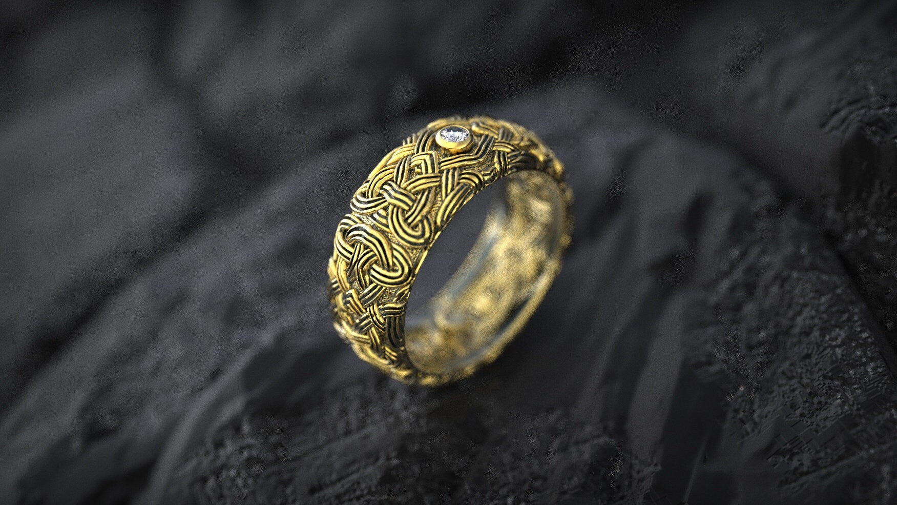 14K Gold Celtic Knot Ring | Celtic Wedding Ring | Celtic Knot Ring Gold | Gold Viking Ring | Men's Celtic Gold Ring