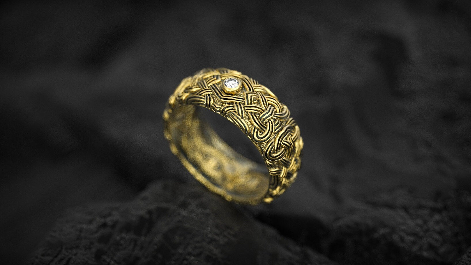 14K Gold Celtic Knot Ring | Celtic Wedding Ring | Celtic Knot Ring Gold | Gold Viking Ring | Men's Celtic Gold Ring