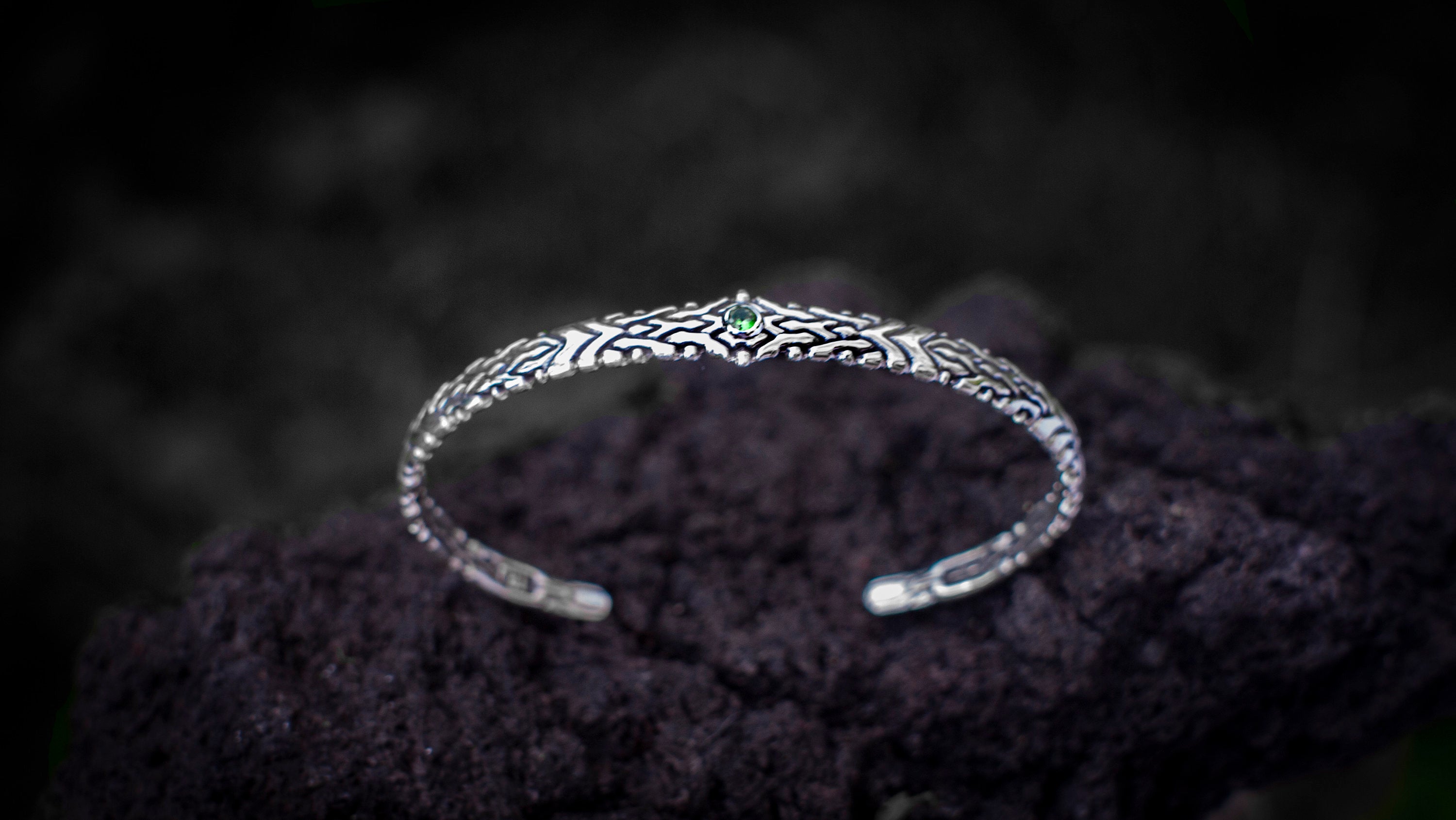 Silver Bangle Bracelet with Gemstone | Silver Cuff Bracelet | Mens Cuff Bracelet | Sterling Silver Cuff Bracelets For Women