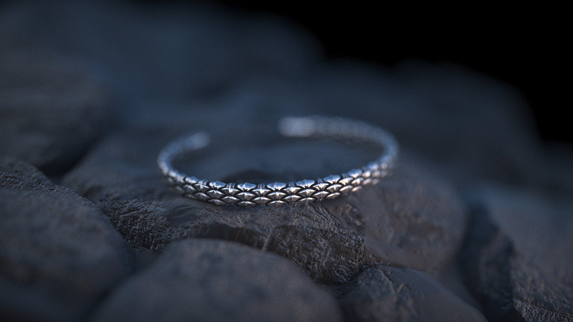 Silver Cuff Bracelet | Silver Bangle Bracelet | Snake Scales Bangle | Sterling Silver Cuff Bracelets For Women | Mens Cuff Bracelet