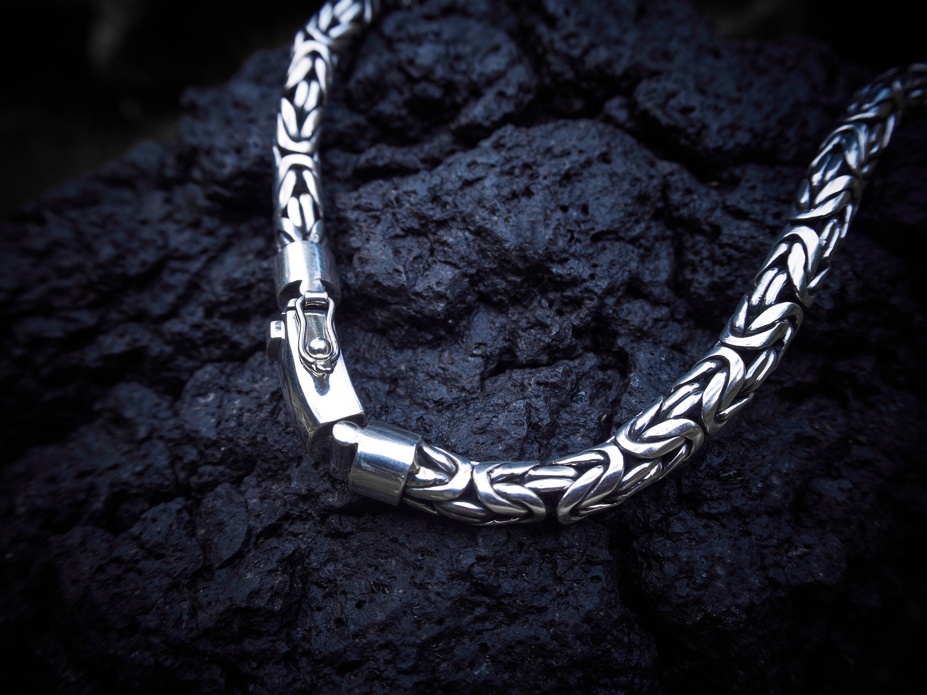 Elegant 8mm Solid Sterling Silver Bali Byzantine Chain Necklace | Unique Handcrafted Chain for Men and Women | Handmade Silver Jewelry