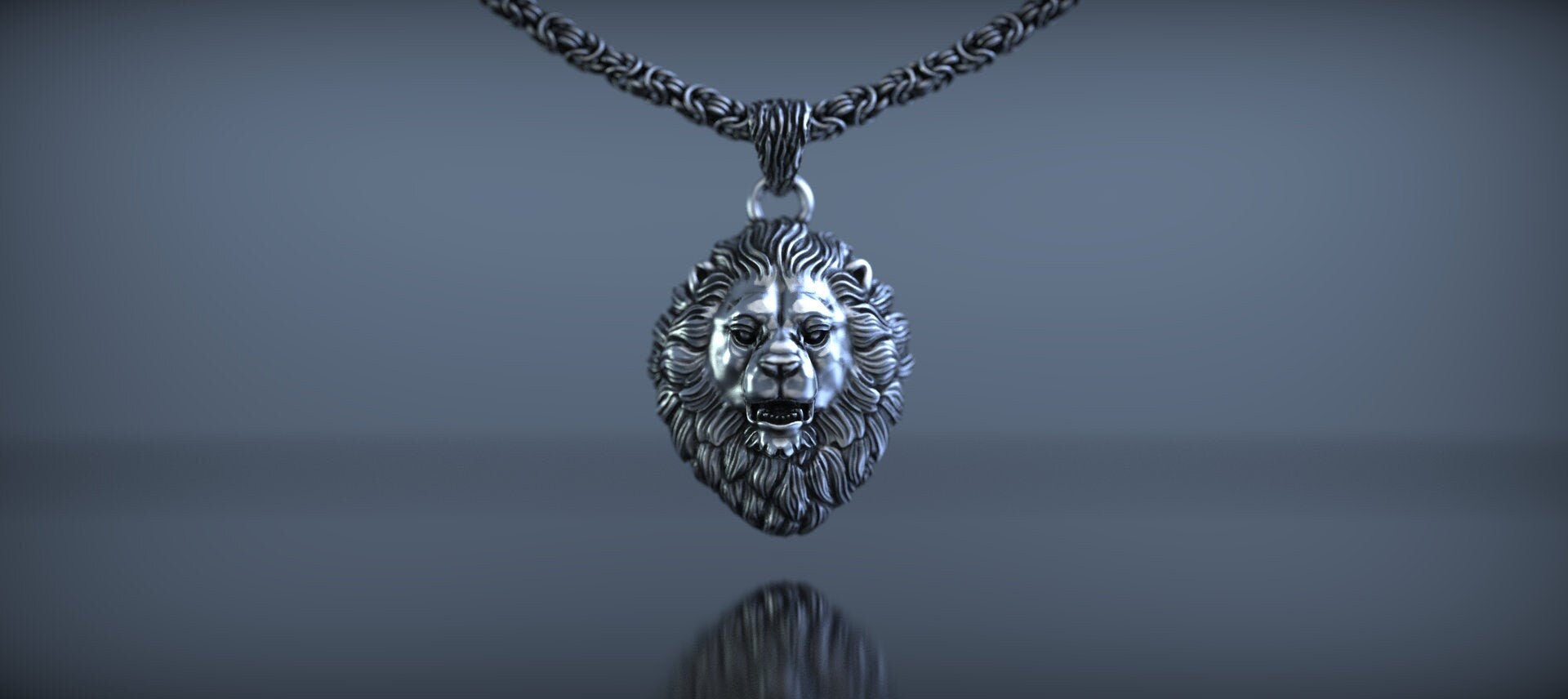 Silver Lion Head Pendant for Men | Wild Lion Necklace | Unique Lion Jewelry Gift