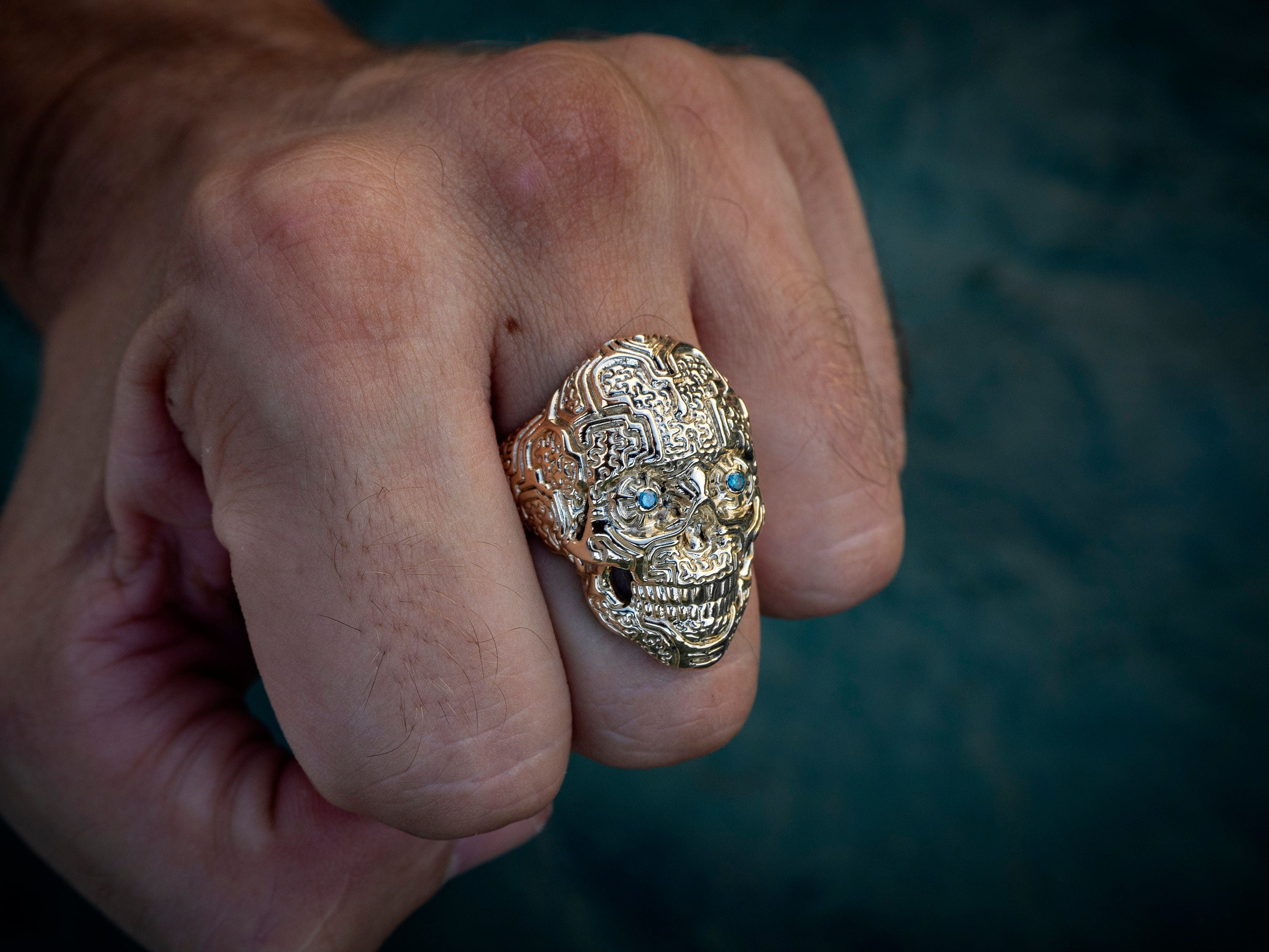 Solid Gold Skull Ring 'Shaman'