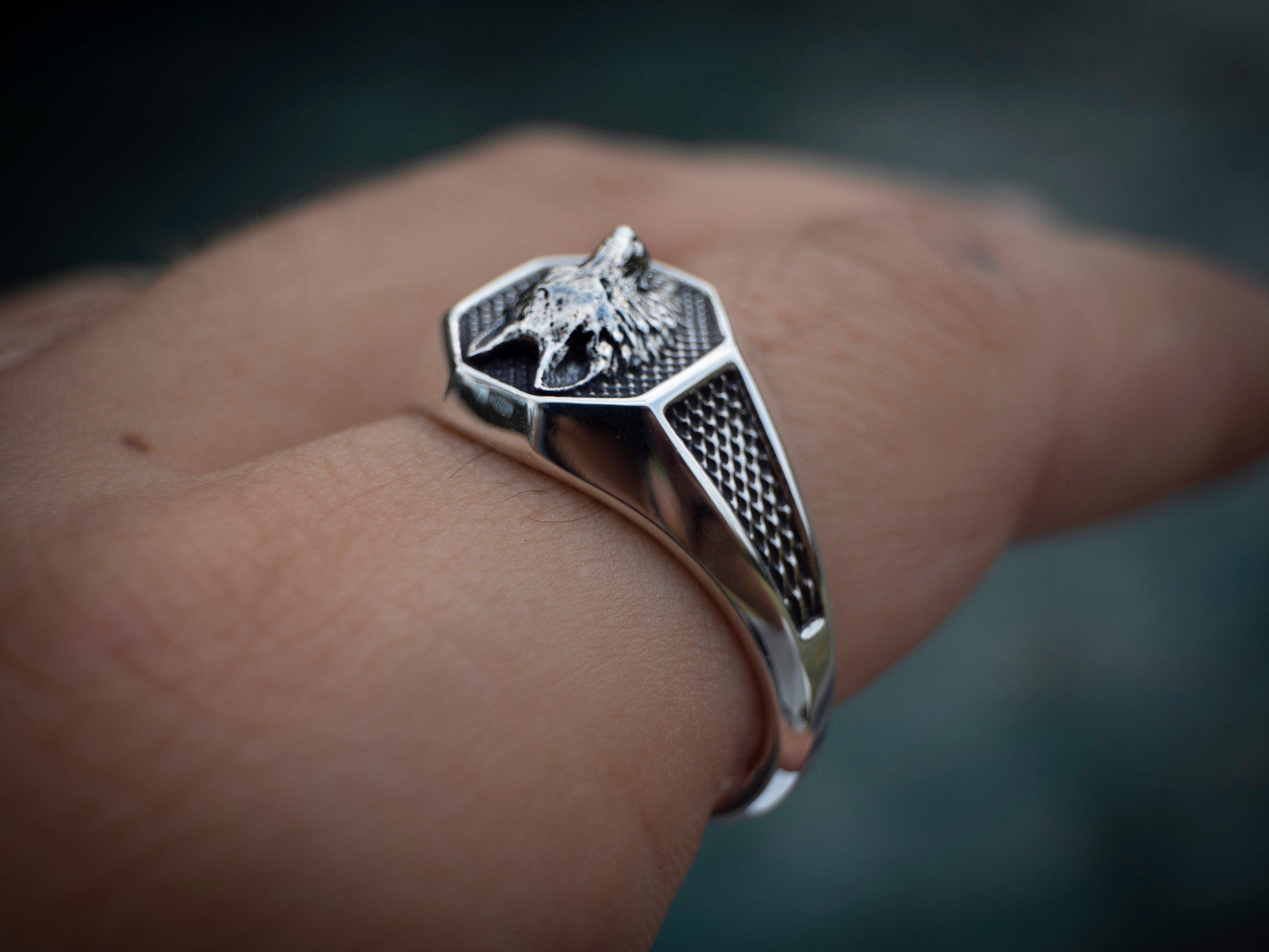 Silver Wolf Ring Men | Wolf Head Men Ring | Mens Silver Wolf Ring | Signet Ring Men | Silver Animal ring | Wolf Gift for Men