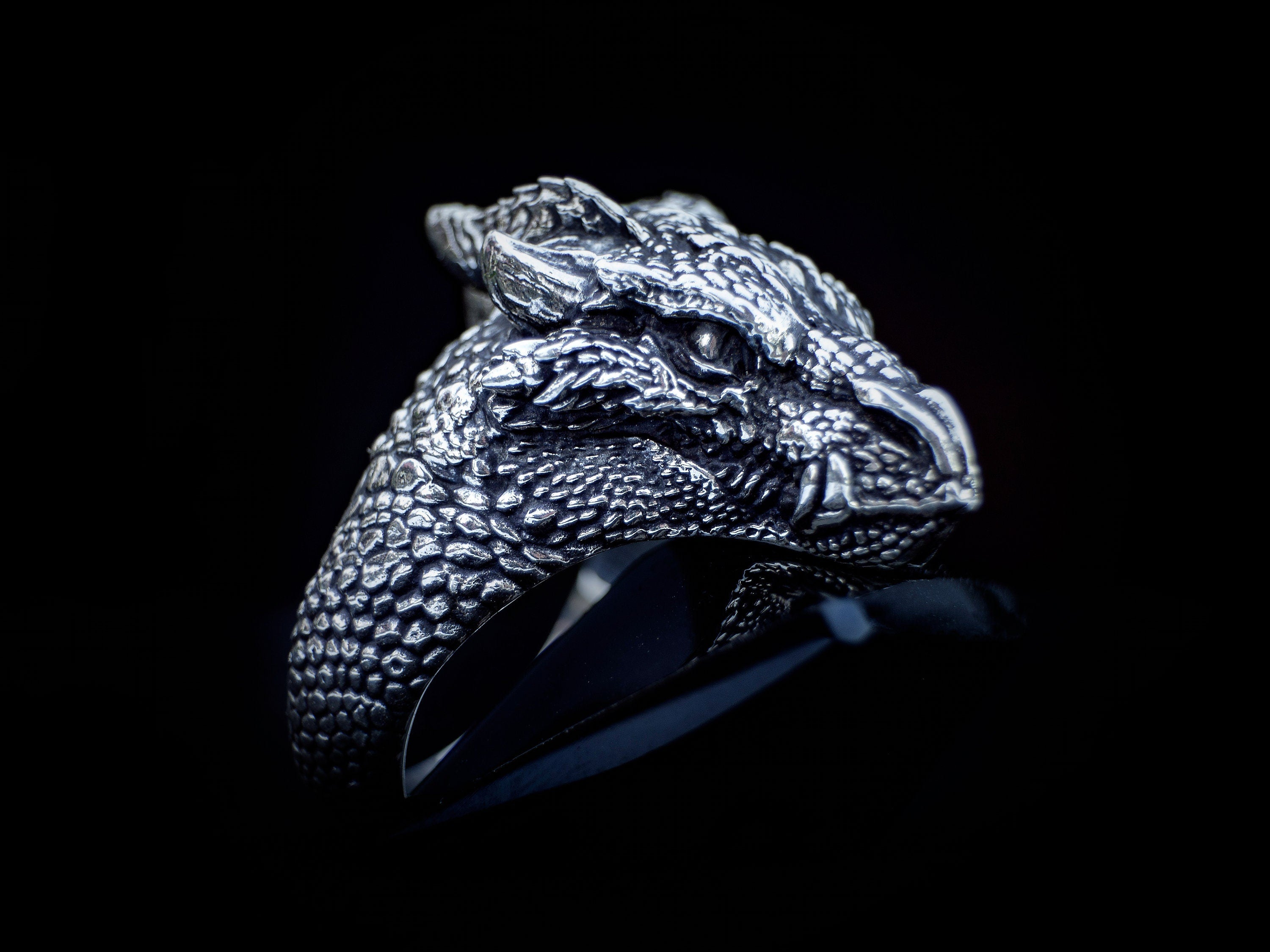 Silver Dragon Ring | Dragon Head Ring | Mens Dragon Ring | Sterling Silver Dragon Jewelry