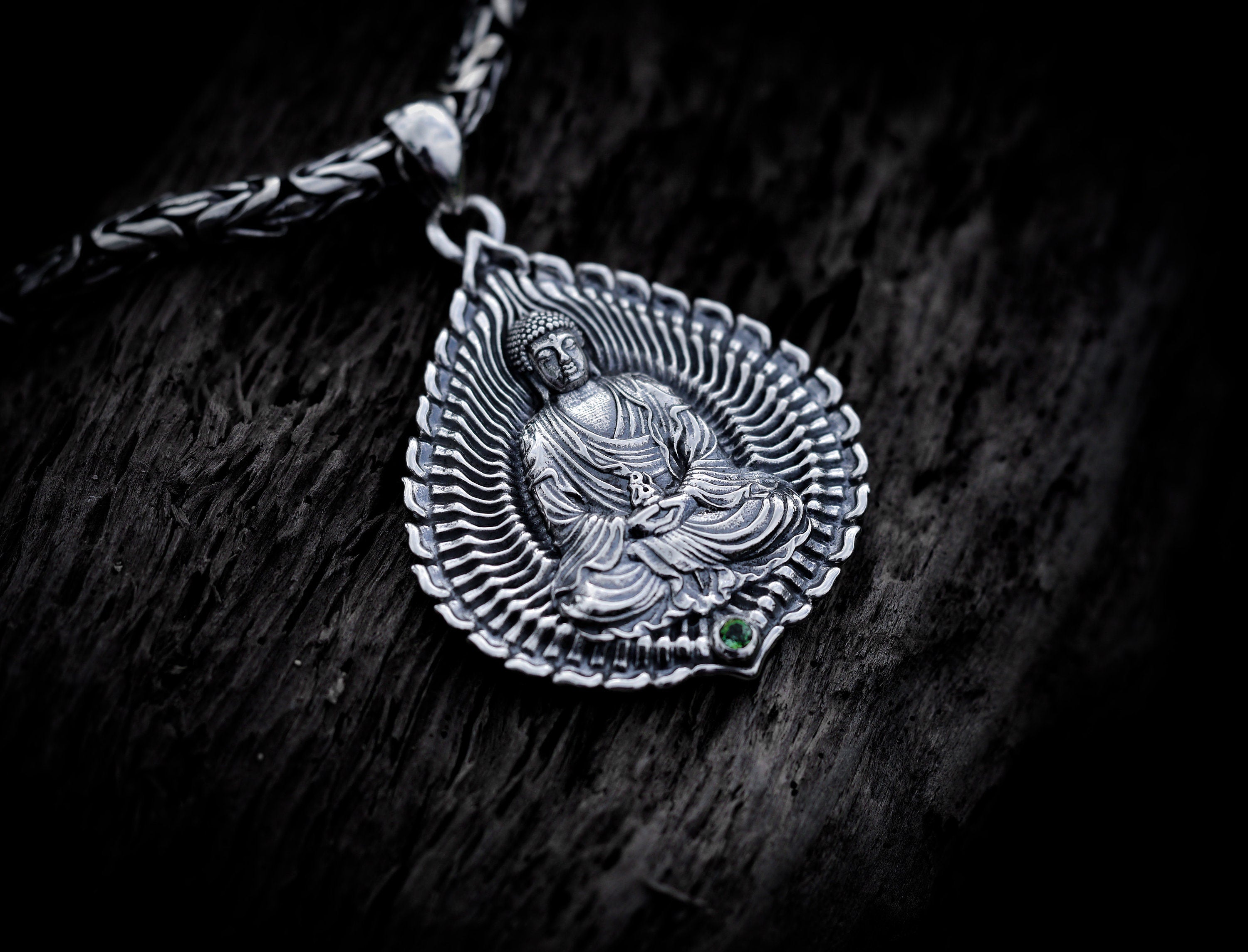 Silver Lotus Buddha Pendant