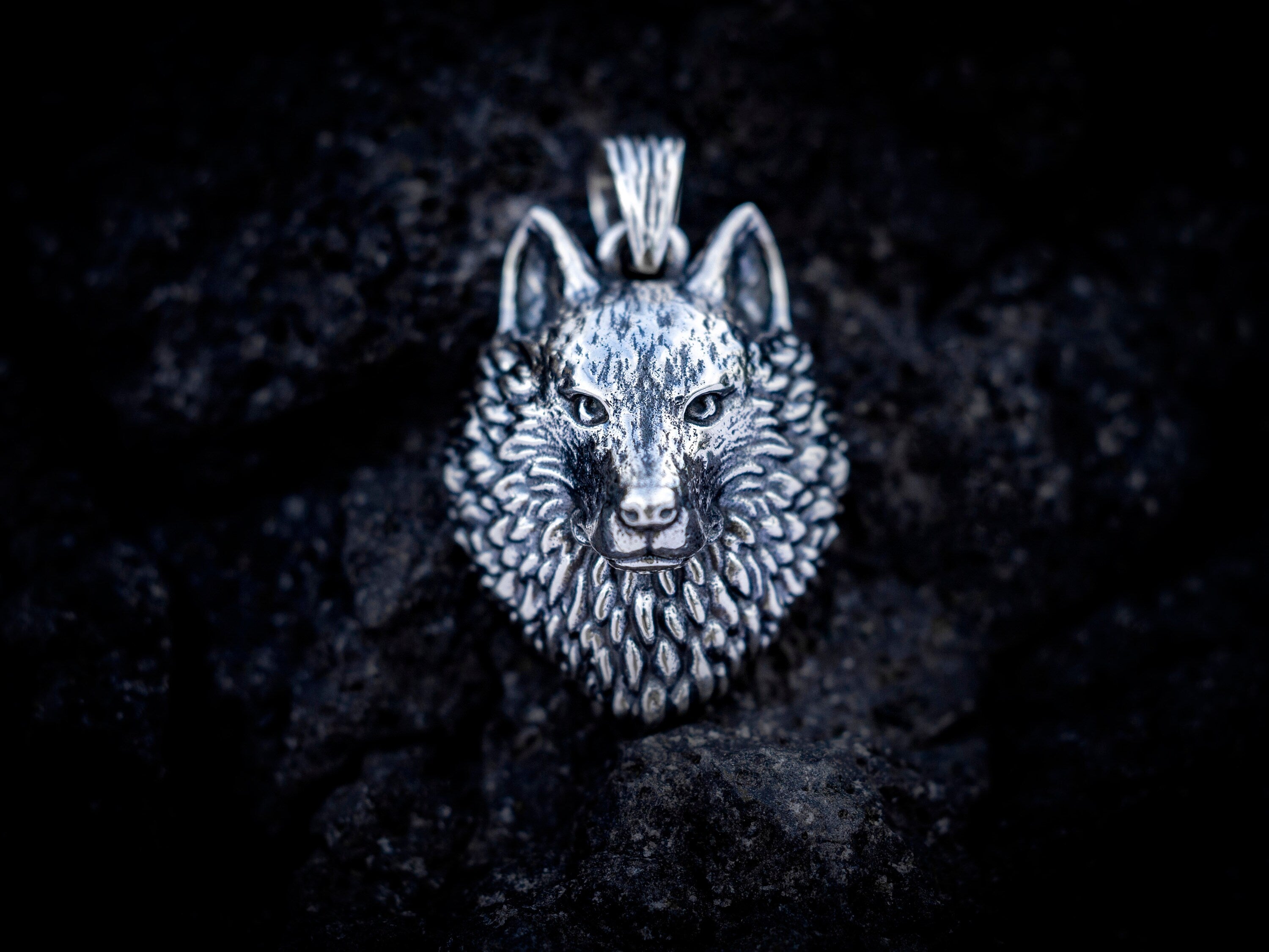 Wild Wolf Necklace | Wolf Head Pendant | Silver Wolf Men Necklace | Silver Animal Pendant | Animal Jewelry | Wolf Gift for Men