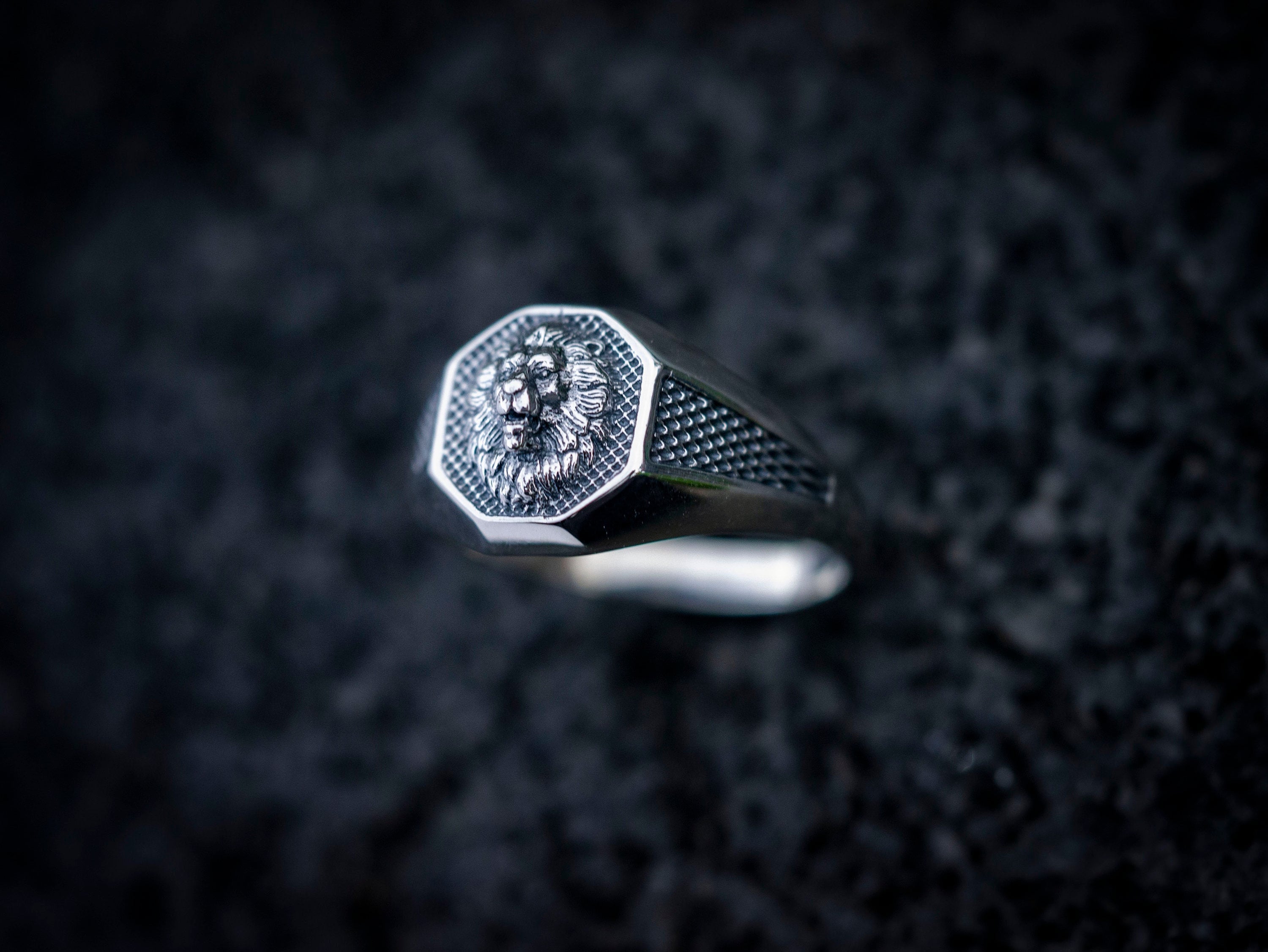 Mens Silver Lion Ring | Lion Head Signet Ring | Lion Ring Men | Zodiac Lion Ring | Silver Animal ring | African Jewelry Men