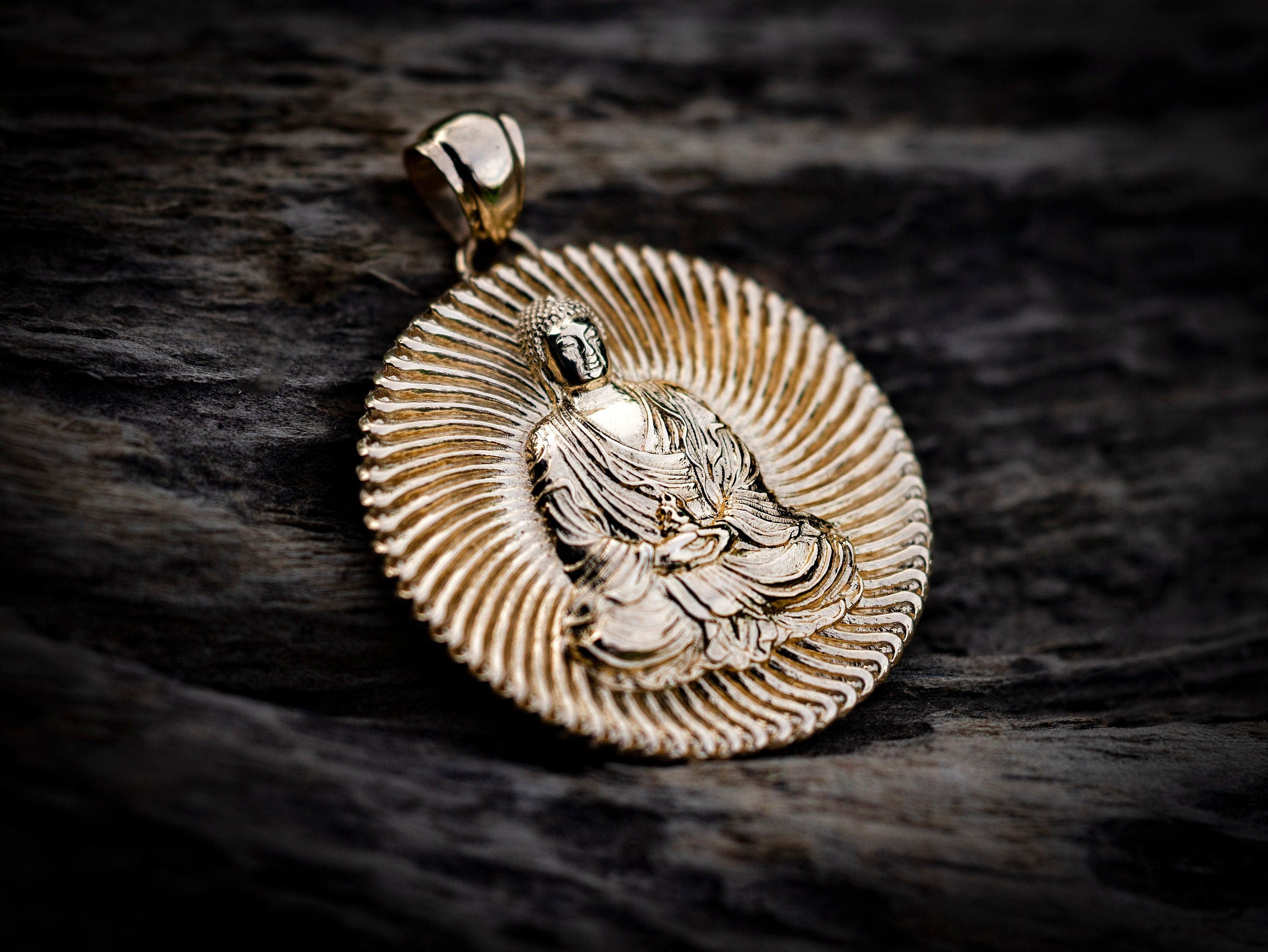 14K Gold Buddha Pendant
