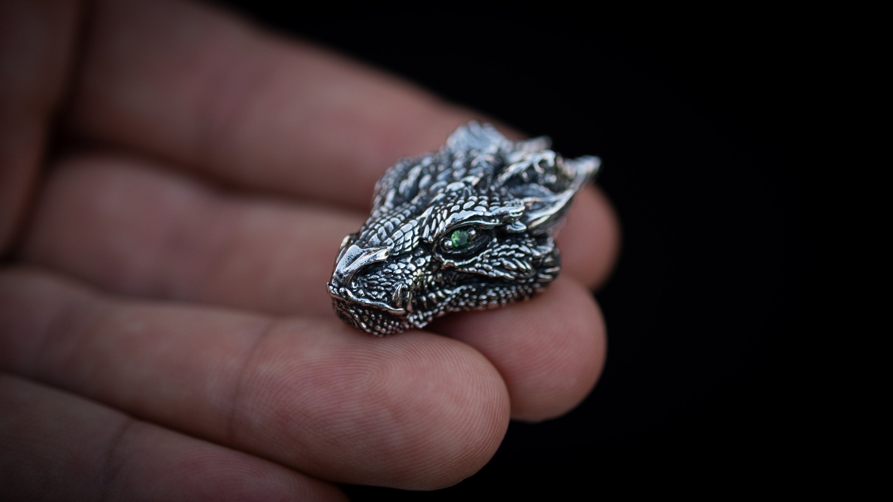 Silver Dragon Head Pendant | Dragon Necklace | Silver Dragon Jewelry