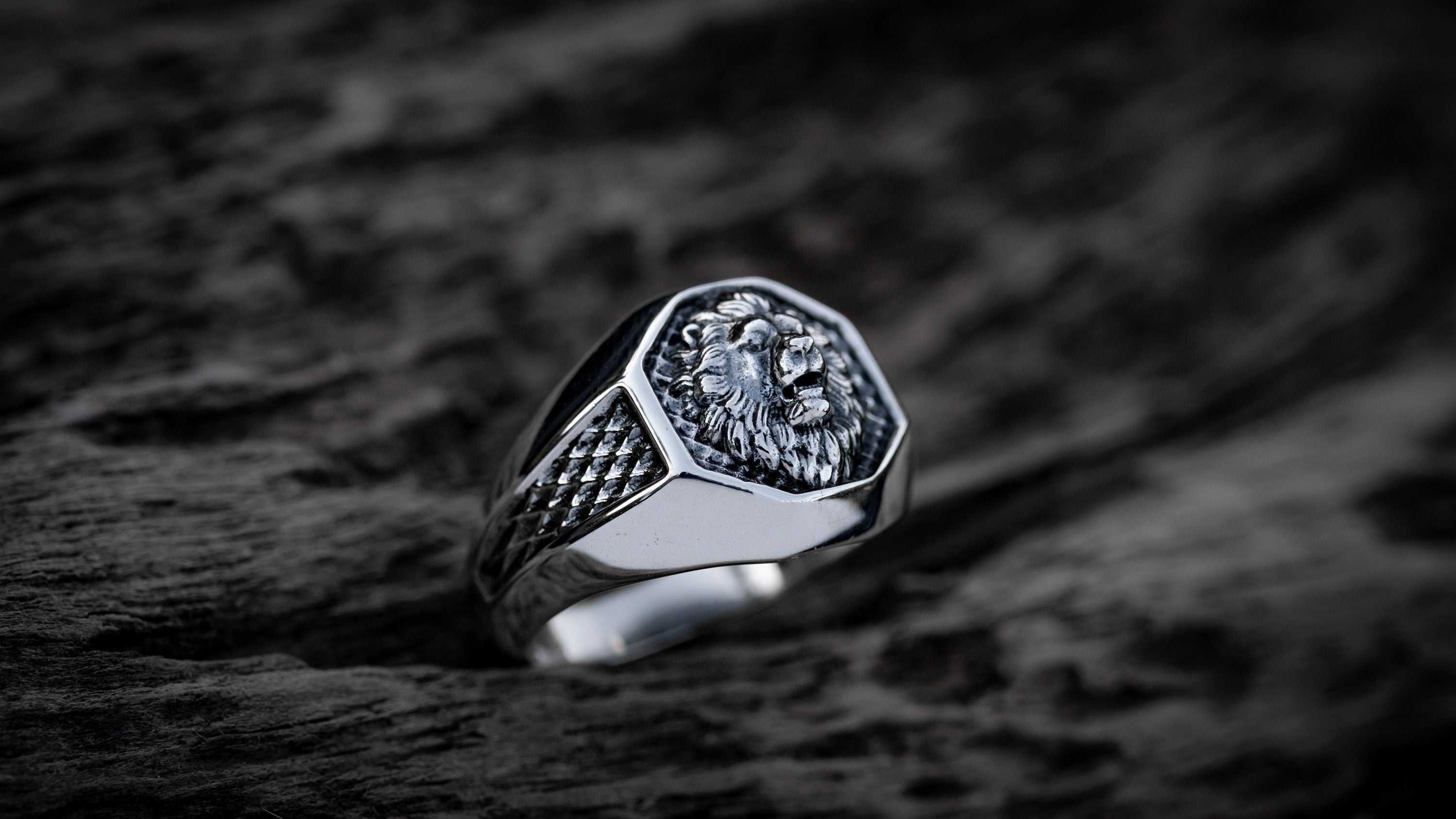 Lion Head Signet Ring | Mens Silver Lion Ring | Lion Ring Men | Silver Men Ring | Zodiac Lion Ring | Silver Animal ring