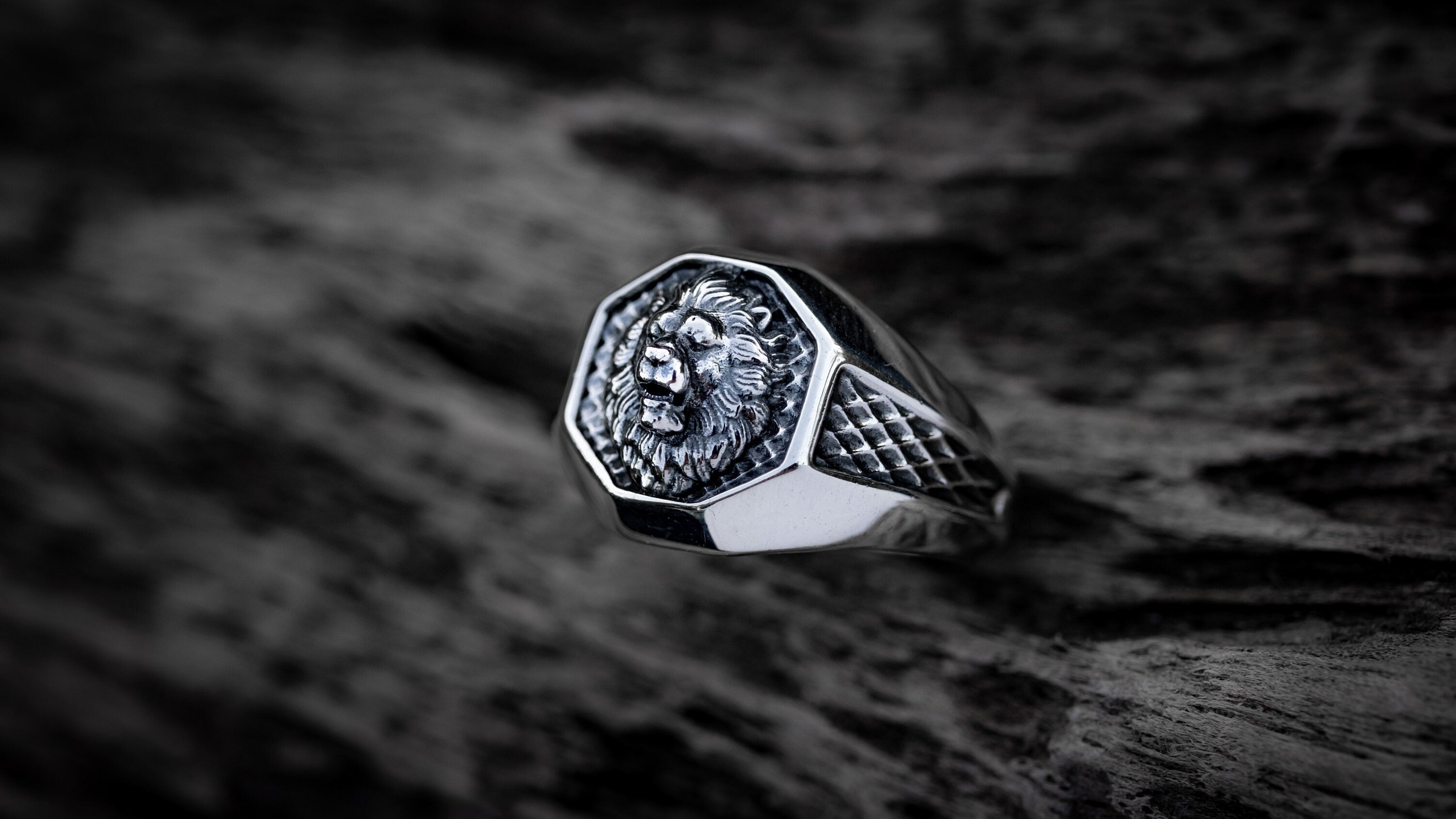 Lion Head Signet Ring | Mens Silver Lion Ring | Lion Ring Men | Silver Men Ring | Zodiac Lion Ring | Silver Animal ring