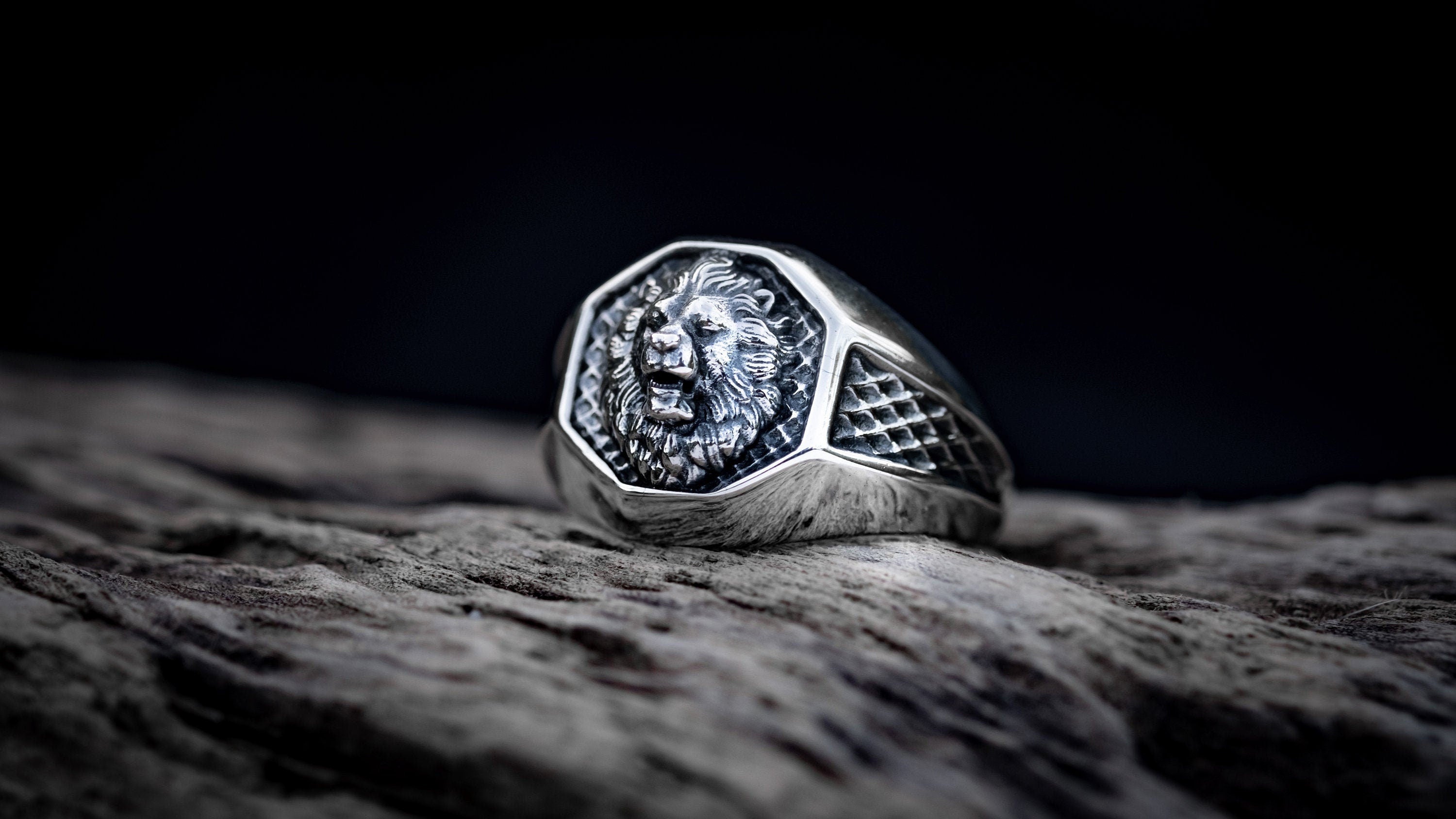 Lion Head Signet Ring | Mens Silver Lion Ring | Lion Ring Men | Silver Men Ring | Zodiac Lion Ring | Silver Animal ring