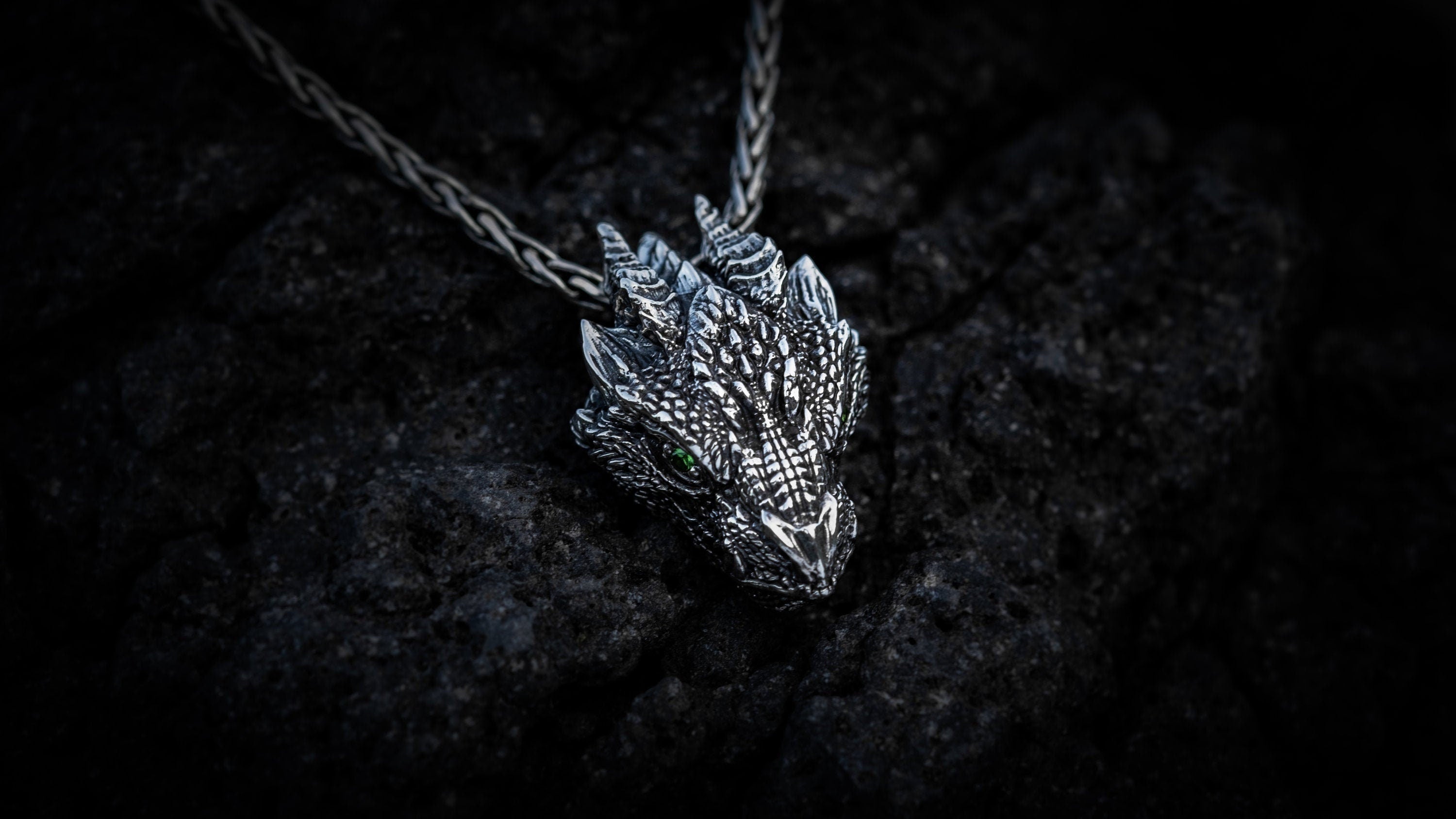 Silver Dragon Head Pendant | Dragon Necklace | Silver Dragon Jewelry
