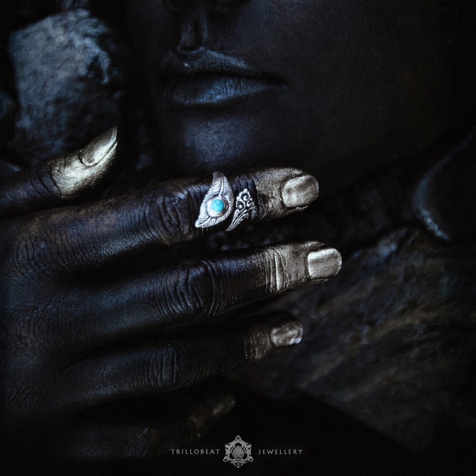 Silver Peacock Feather Ring